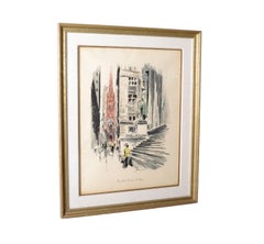 Mid-Century Modern New York Treasury Building Silkscreen John Haymson Wall Art