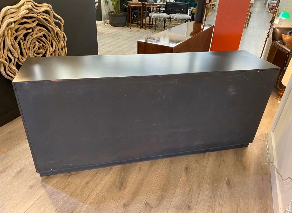 Wood Mid-Century Modern Newly Lacquered in Flat Black Chest Server Credenza Buffet