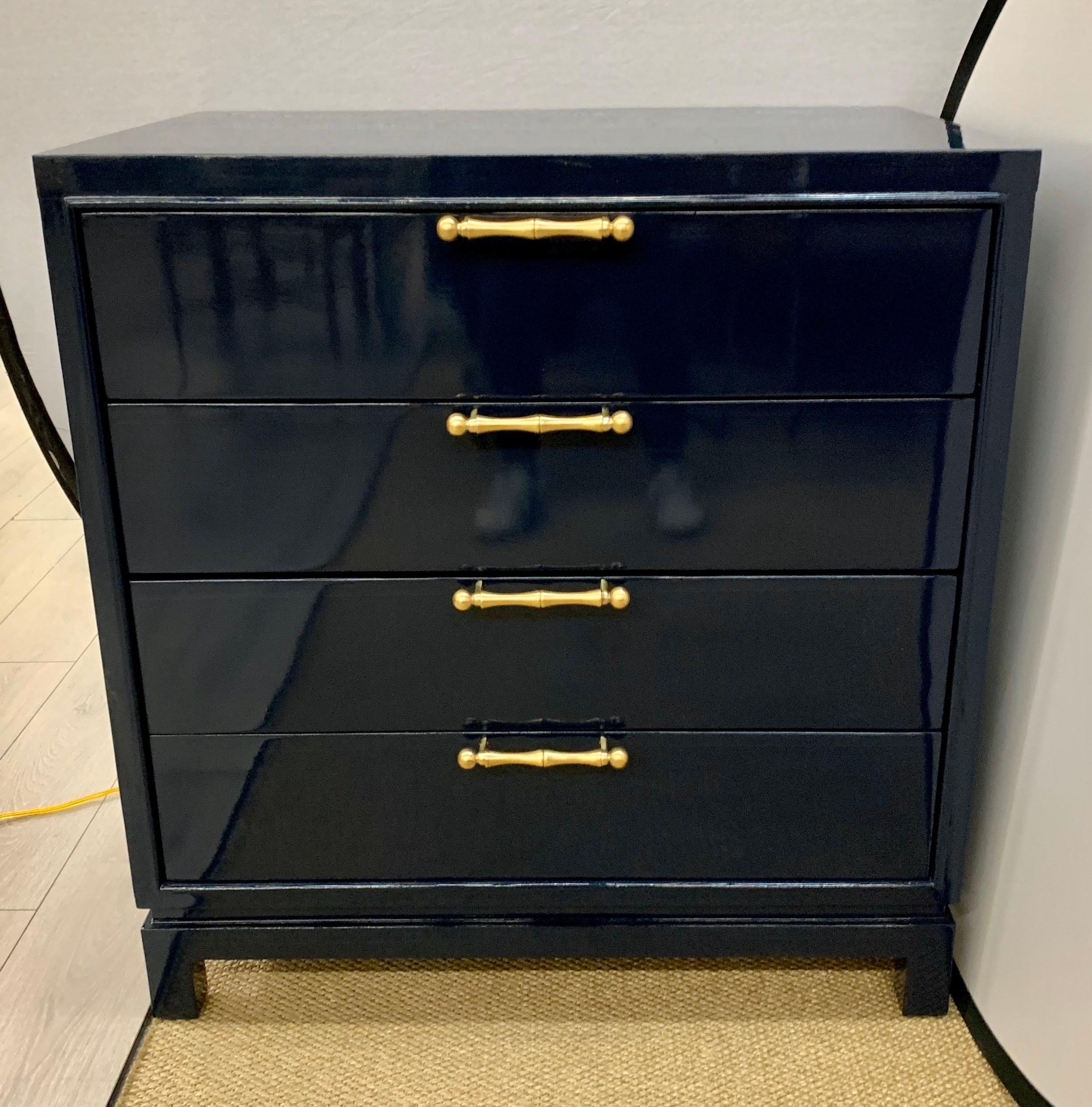 Mid-Century Modern Newly Lacquered Navy Blue Chests of Drawers Dressers 2