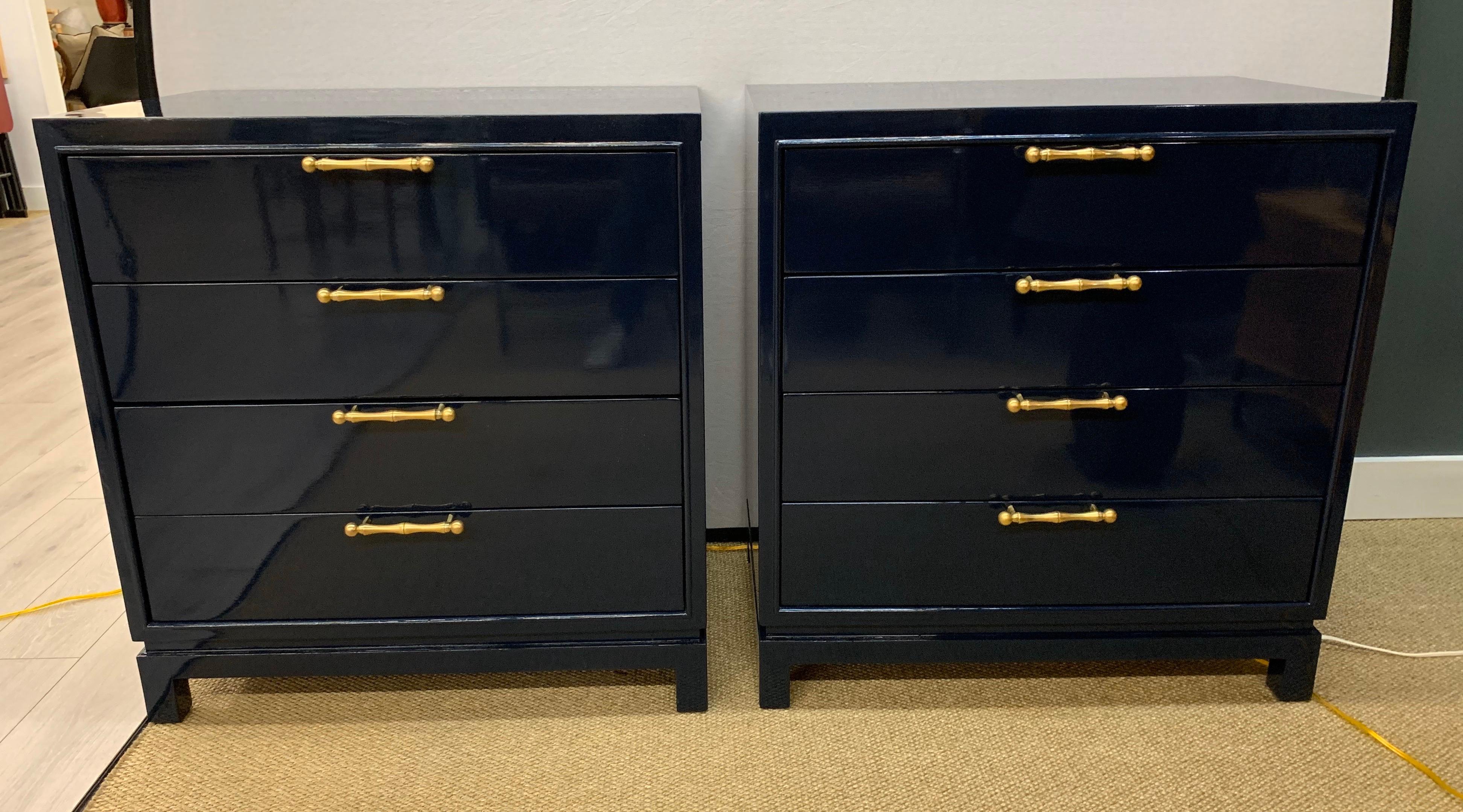 Mid-Century Modern Newly Lacquered Navy Blue Chests of Drawers Dressers 4
