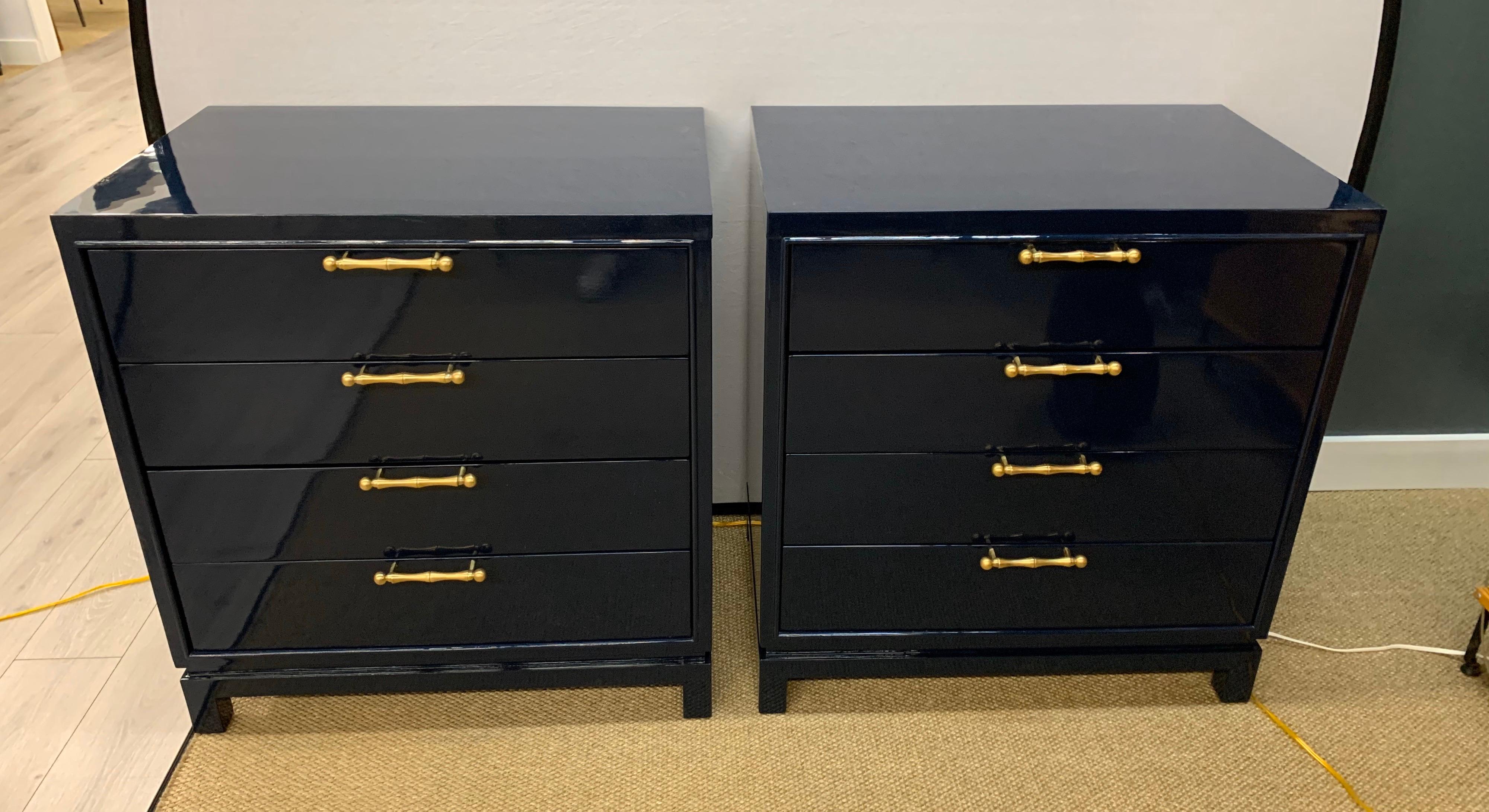 Mid-Century Modern Newly Lacquered Navy Blue Chests of Drawers Dressers 5