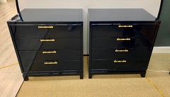 Mid-Century Modern Newly Lacquered Navy Blue Chests of Drawers Dressers