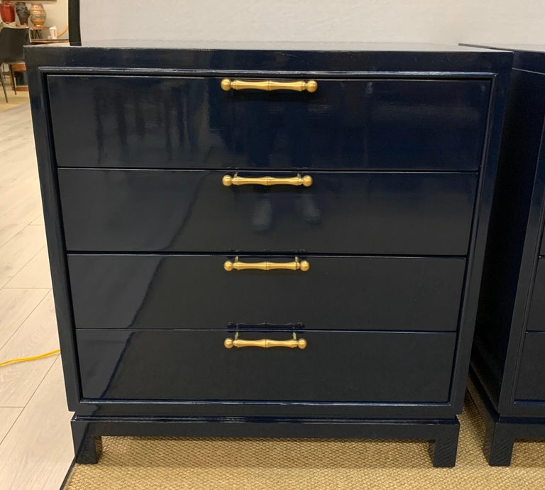 MidCentury Modern Newly Lacquered Navy Blue Chests of Drawers Dressers For Sale at 1stDibs