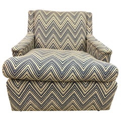 Mid-Century Modern Newly Upholstered Chevron Arm Chair Armchair