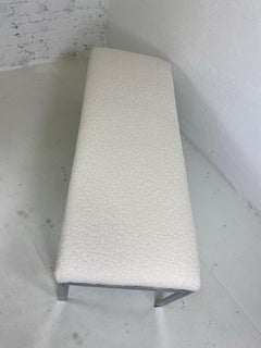 Mid-century modern newly upholstered chrome bench after Milo Baughman