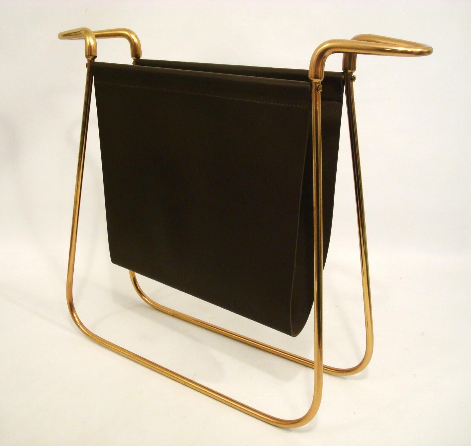Brass Mid-Century Modern Newspaper Rack by Carl Auböck ca. 1938 For Sale