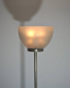 Mid-Century Modern Nickel-Plated Brass and Glass Floor Lamp Italy Design 1960s