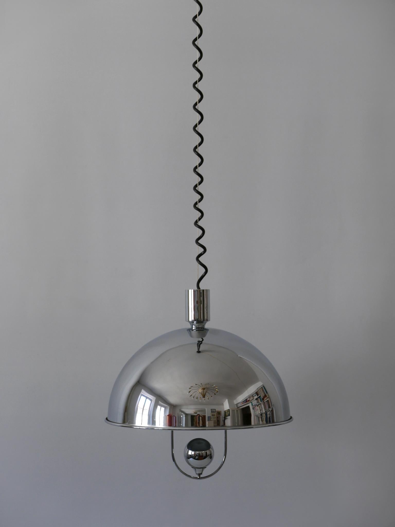 Lampada a sospensione moderna di metà secolo in ottone nichelato di Florian Schulz, anni '70 in vendita 2