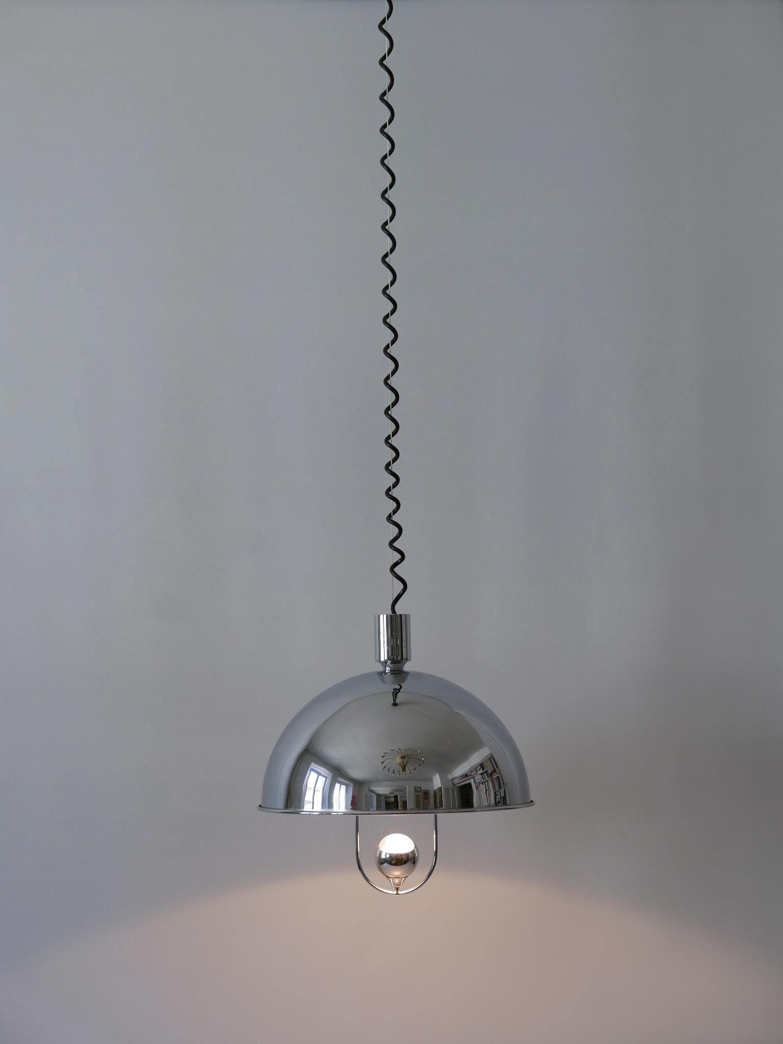 Lampada a sospensione moderna di metà secolo in ottone nichelato di Florian Schulz, anni '70 in vendita 3