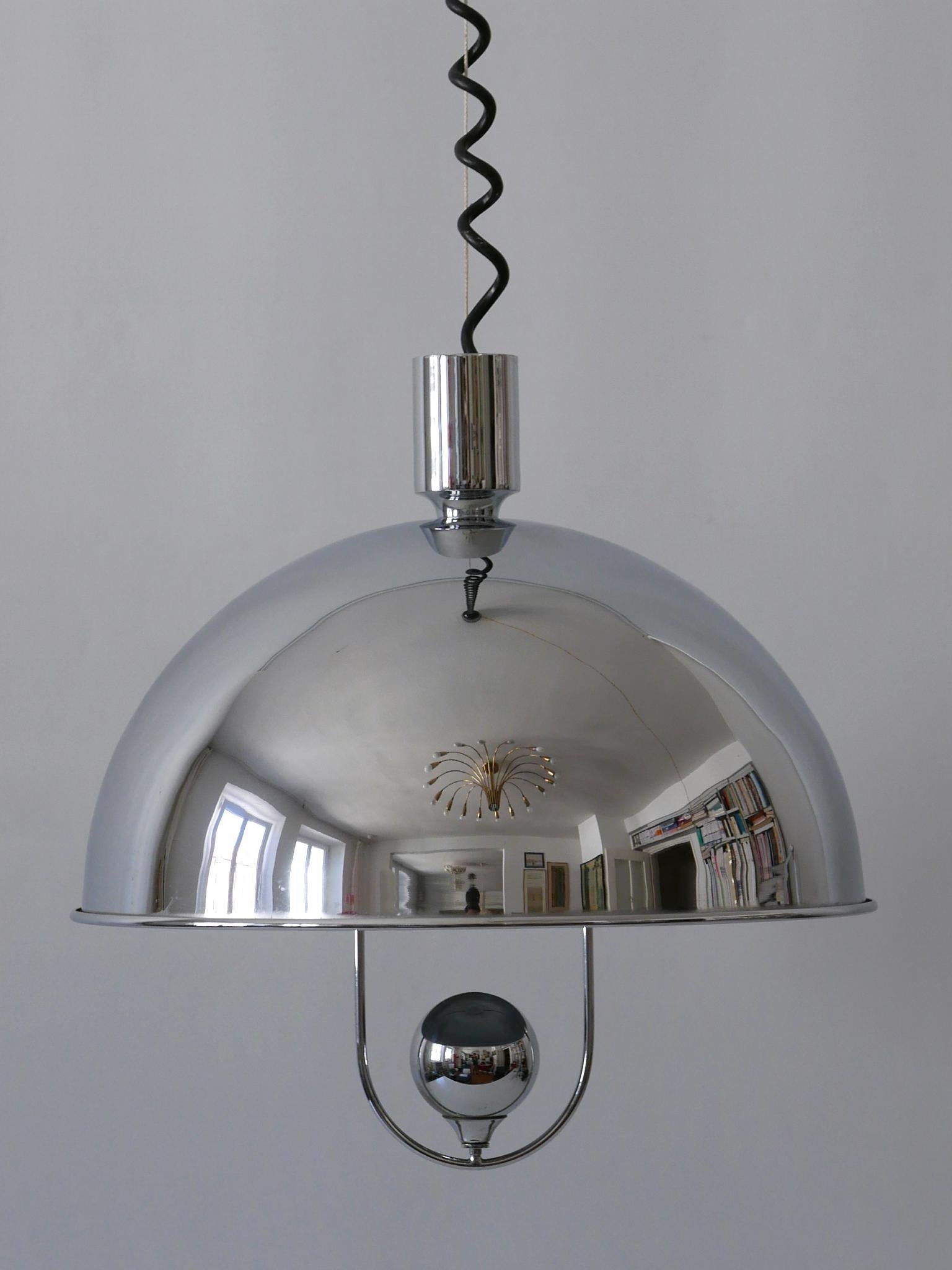 Lampada a sospensione moderna di metà secolo in ottone nichelato di Florian Schulz, anni '70 in vendita 5