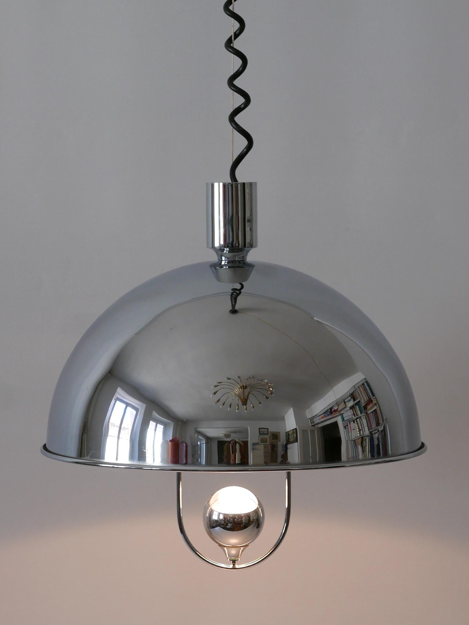 Lampada a sospensione moderna di metà secolo in ottone nichelato di Florian Schulz, anni '70 in vendita 6