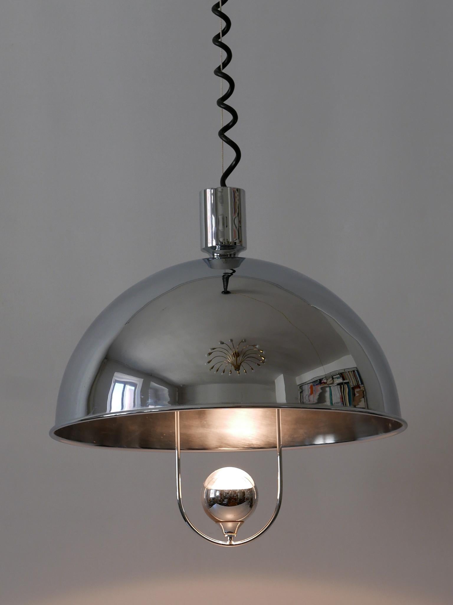 Lampada a sospensione moderna di metà secolo in ottone nichelato di Florian Schulz, anni '70 in vendita 7