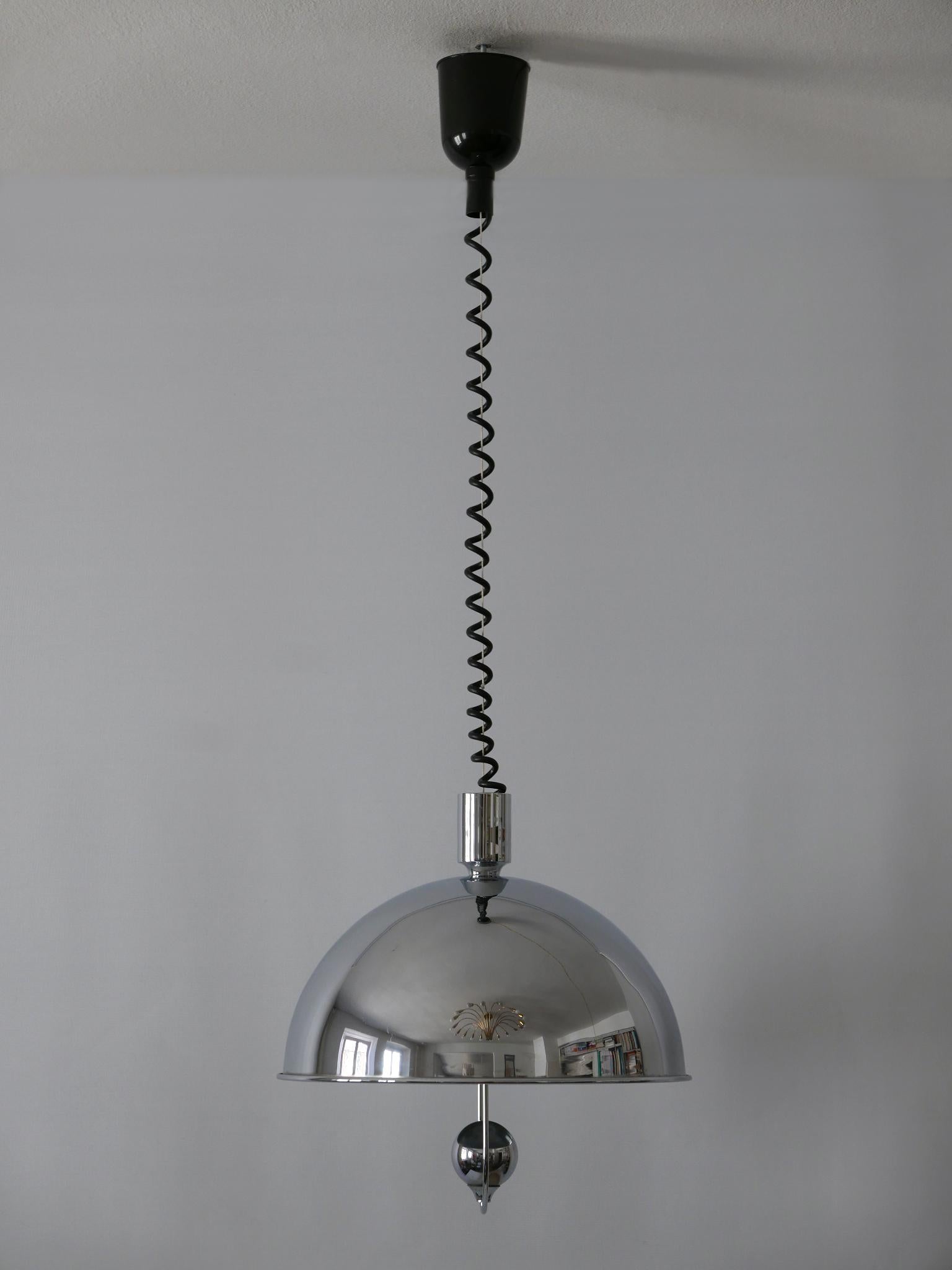 Lampada a sospensione moderna di metà secolo in ottone nichelato di Florian Schulz, anni '70 in vendita 8