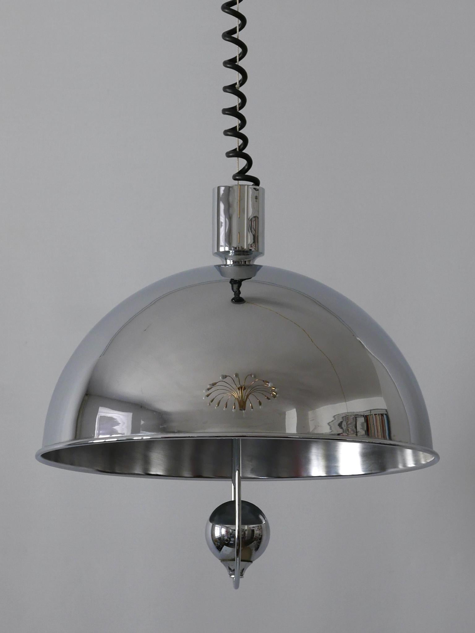 Lampada a sospensione moderna di metà secolo in ottone nichelato di Florian Schulz, anni '70 in vendita 9