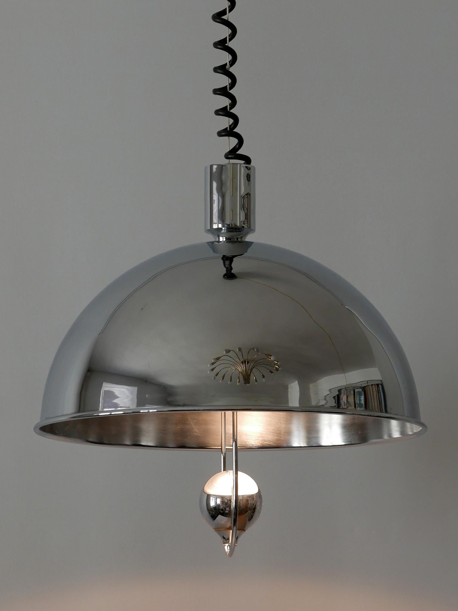 Lampada a sospensione moderna di metà secolo in ottone nichelato di Florian Schulz, anni '70 in vendita 10