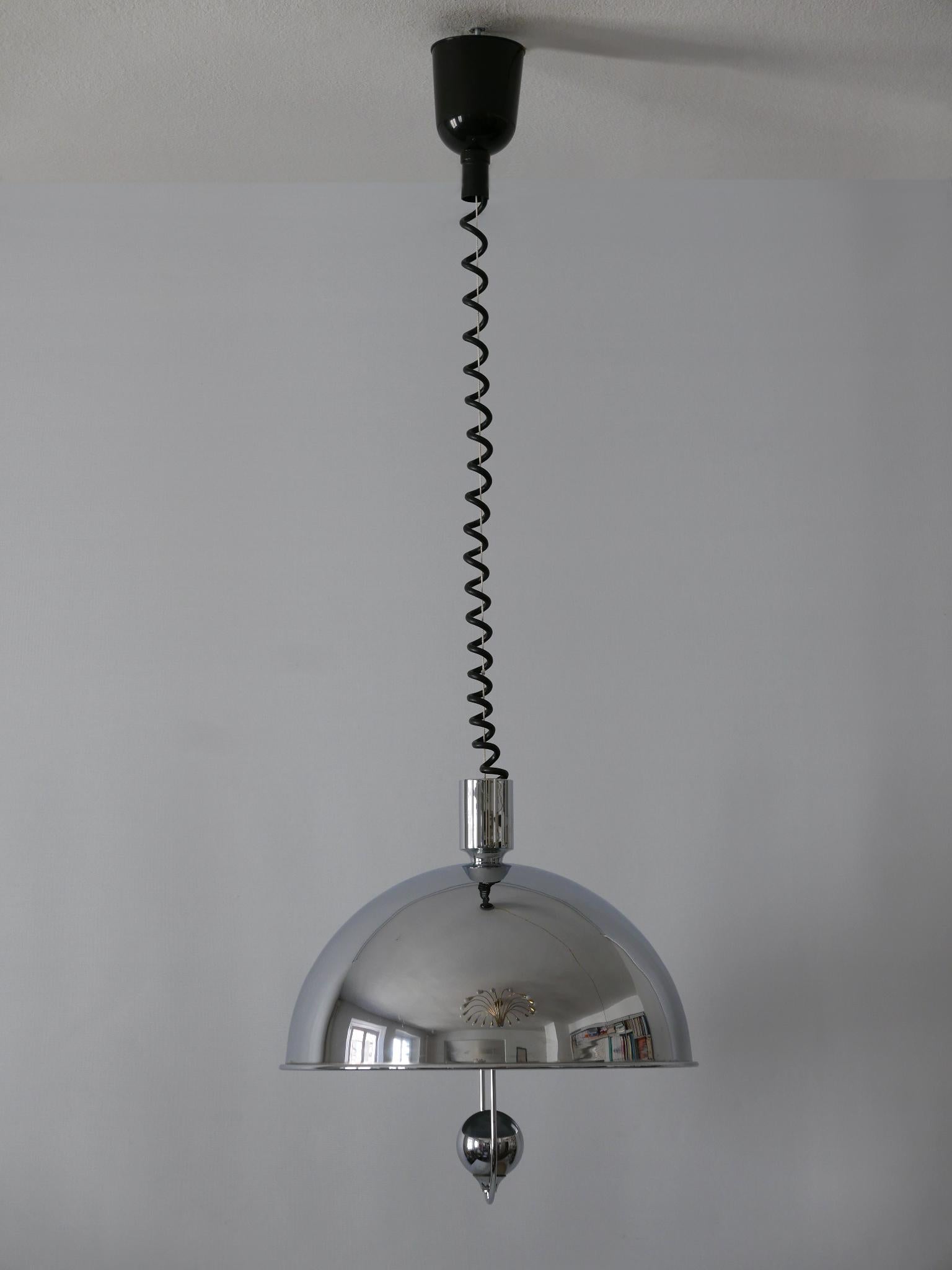 Placcato Lampada a sospensione moderna di metà secolo in ottone nichelato di Florian Schulz, anni '70 in vendita