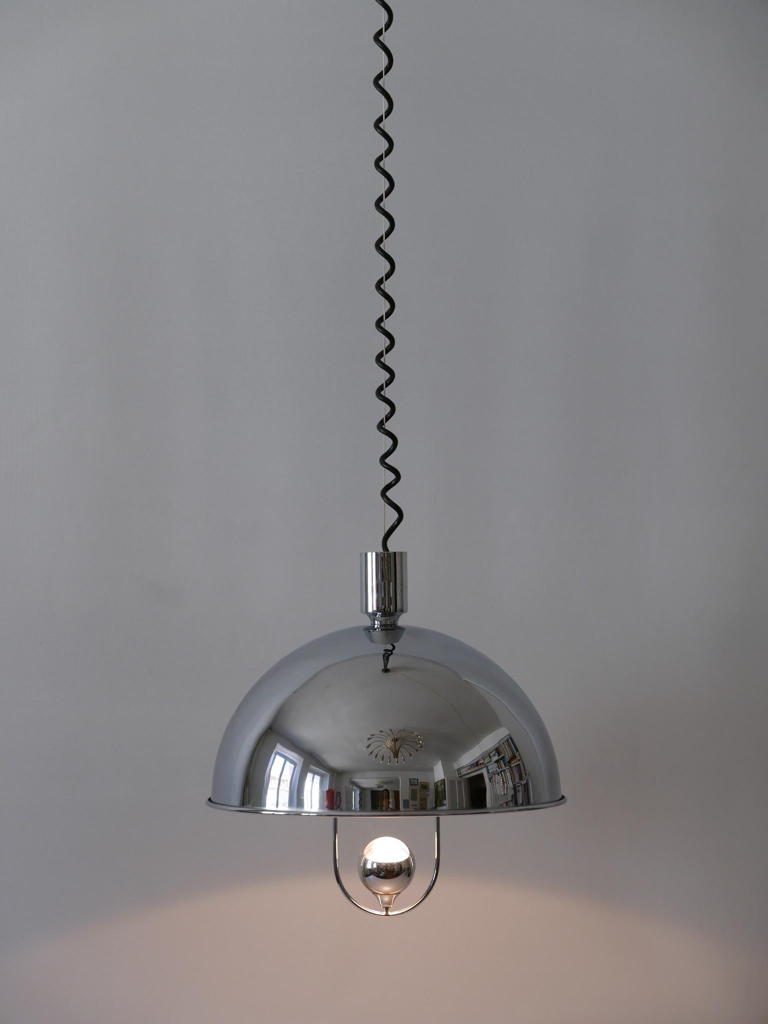 Fine XX secolo Lampada a sospensione moderna di metà secolo in ottone nichelato di Florian Schulz, anni '70 in vendita