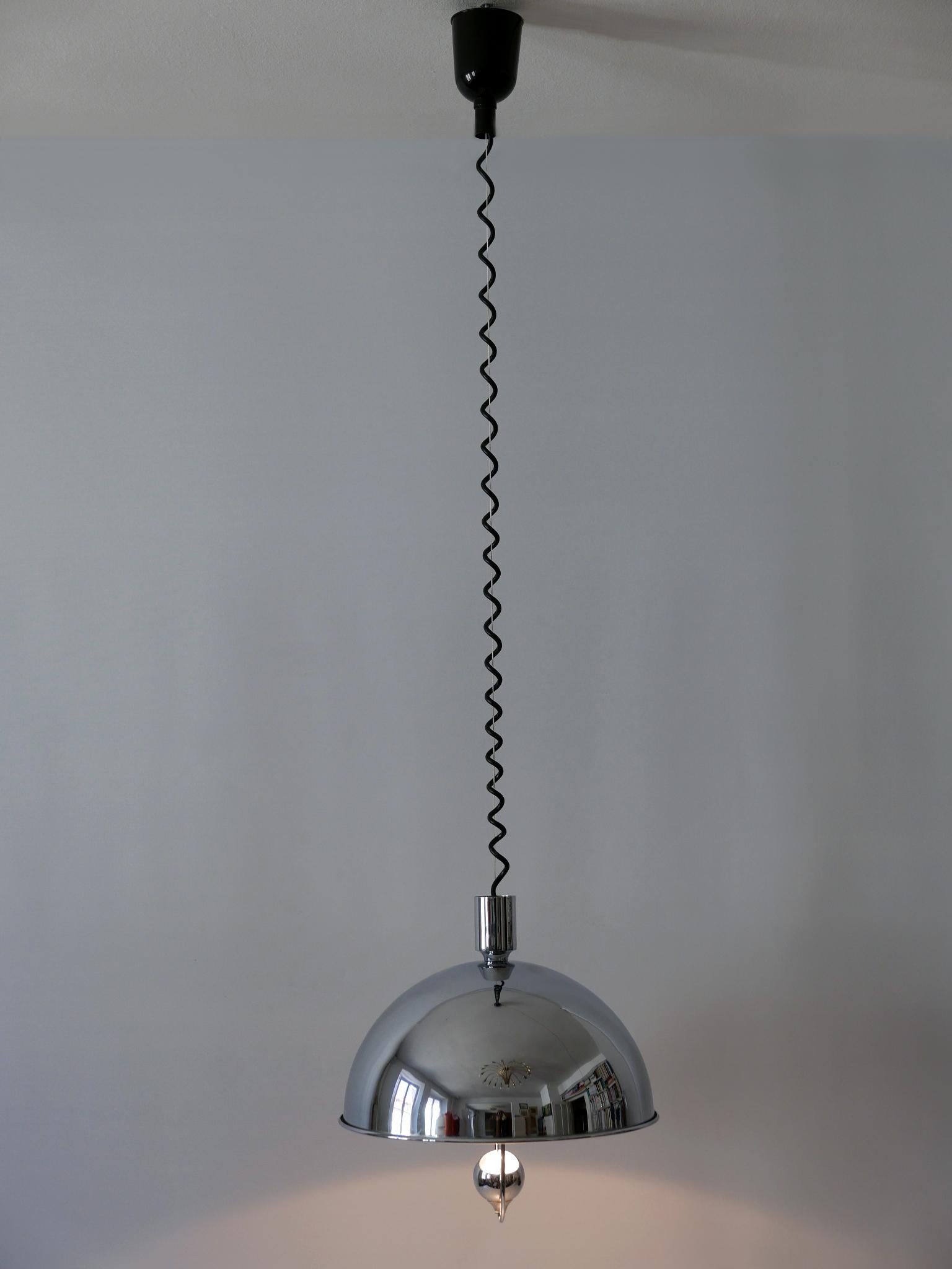Lampada a sospensione moderna di metà secolo in ottone nichelato di Florian Schulz, anni '70 in vendita 1