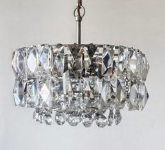 Mid Century Modern Nickel Plated Crystal Chandelier by Bakalowits, Austria 1960s