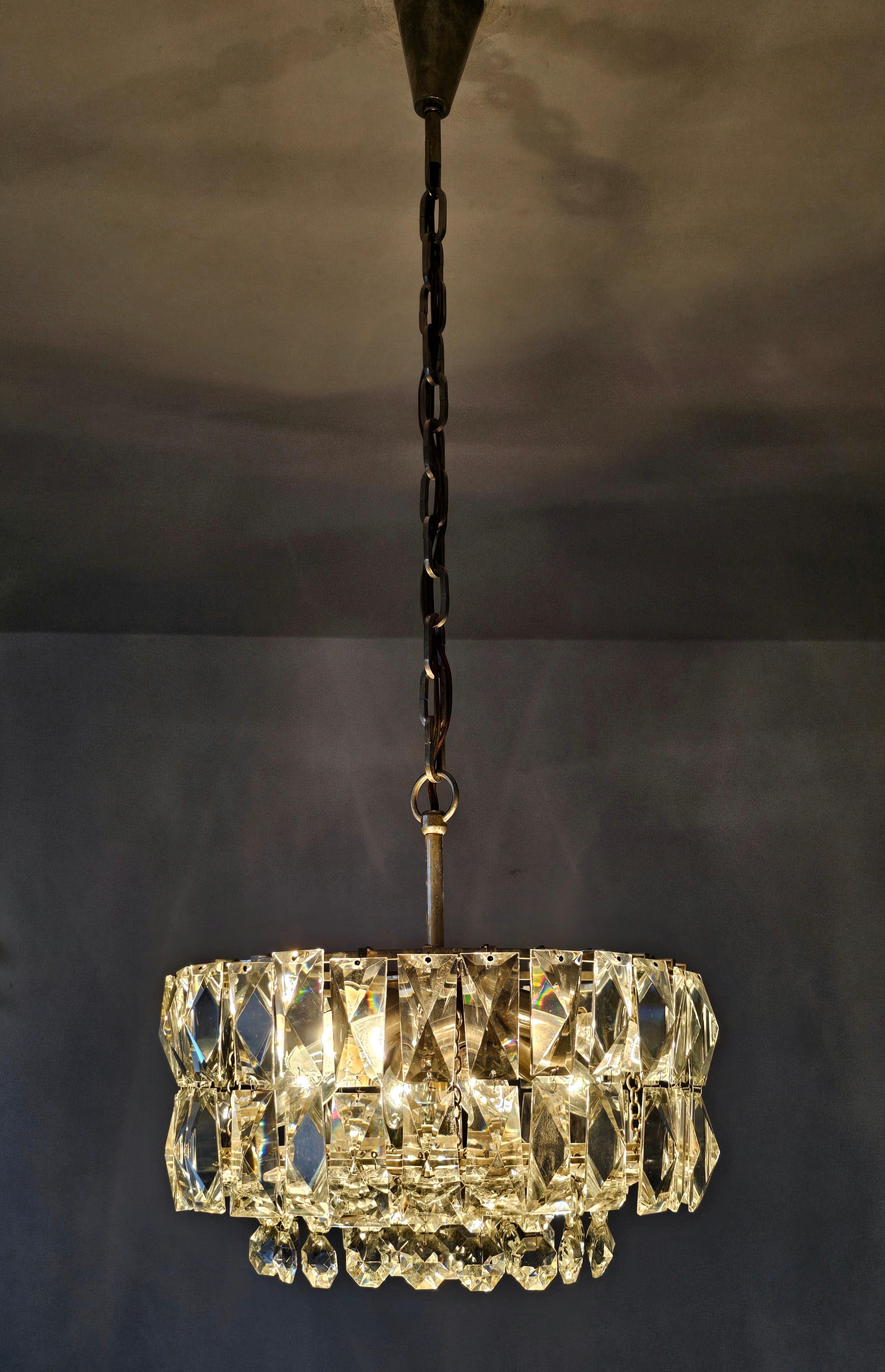 Mid Century Modern Nickel Plated Crystal Chandelier by Bakalowits, Austria 1960s In Good Condition For Sale In Beograd, RS