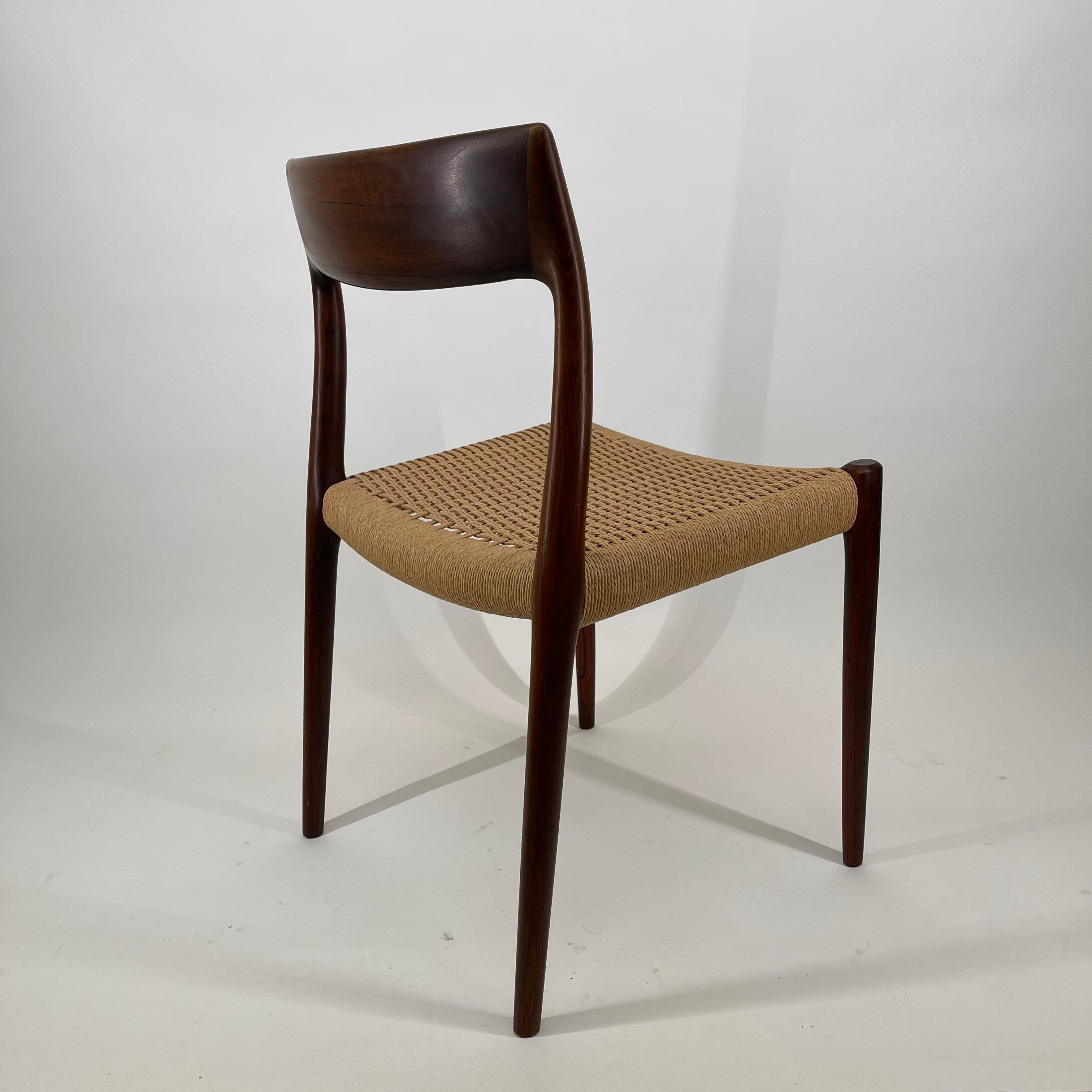 Mid-Century Modern Niels Otto Møller Model 77 Dining Chairs, Denmark 1960s For Sale 3