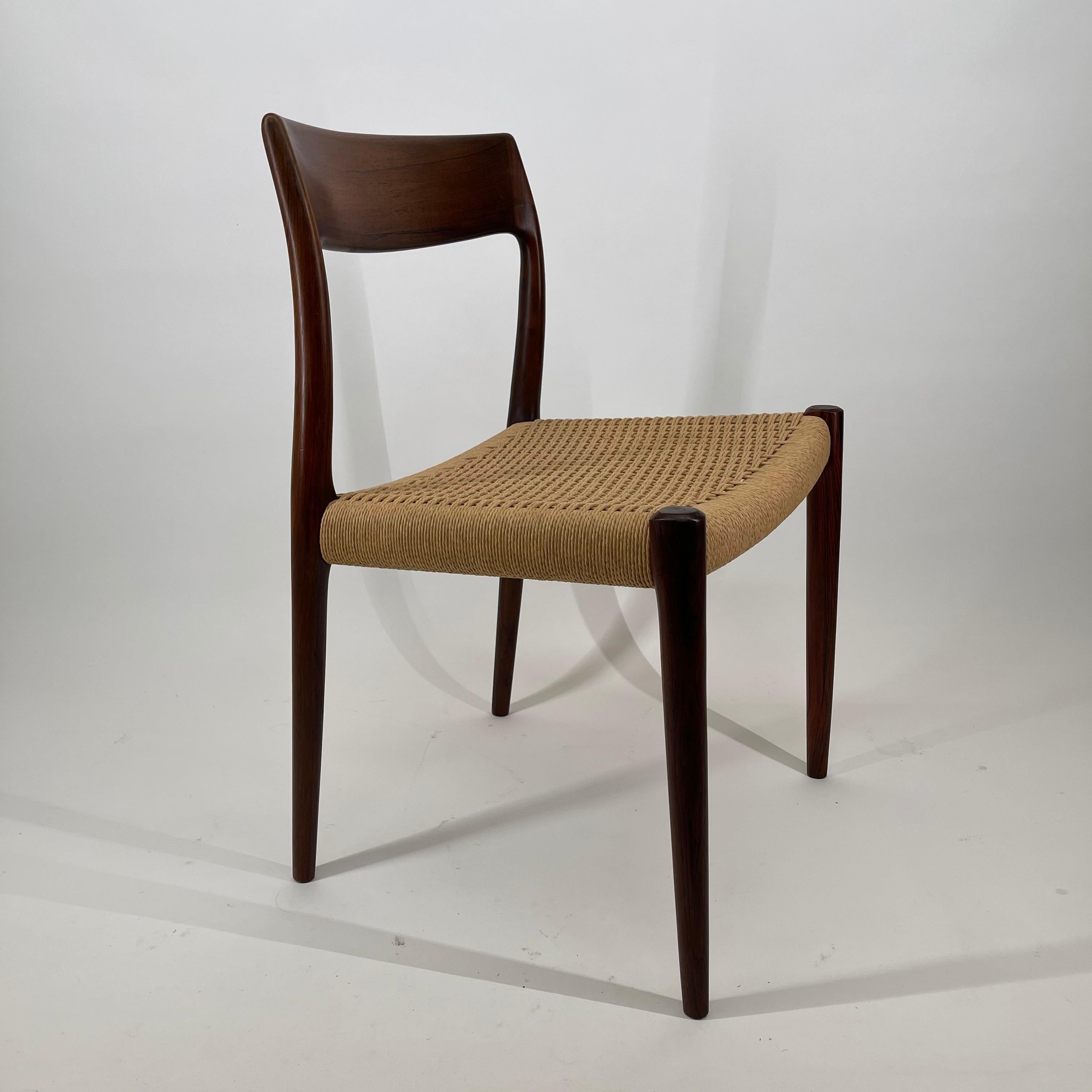 Mid-Century Modern Niels Otto Møller Model 77 Dining Chairs, Denmark 1960s For Sale 4
