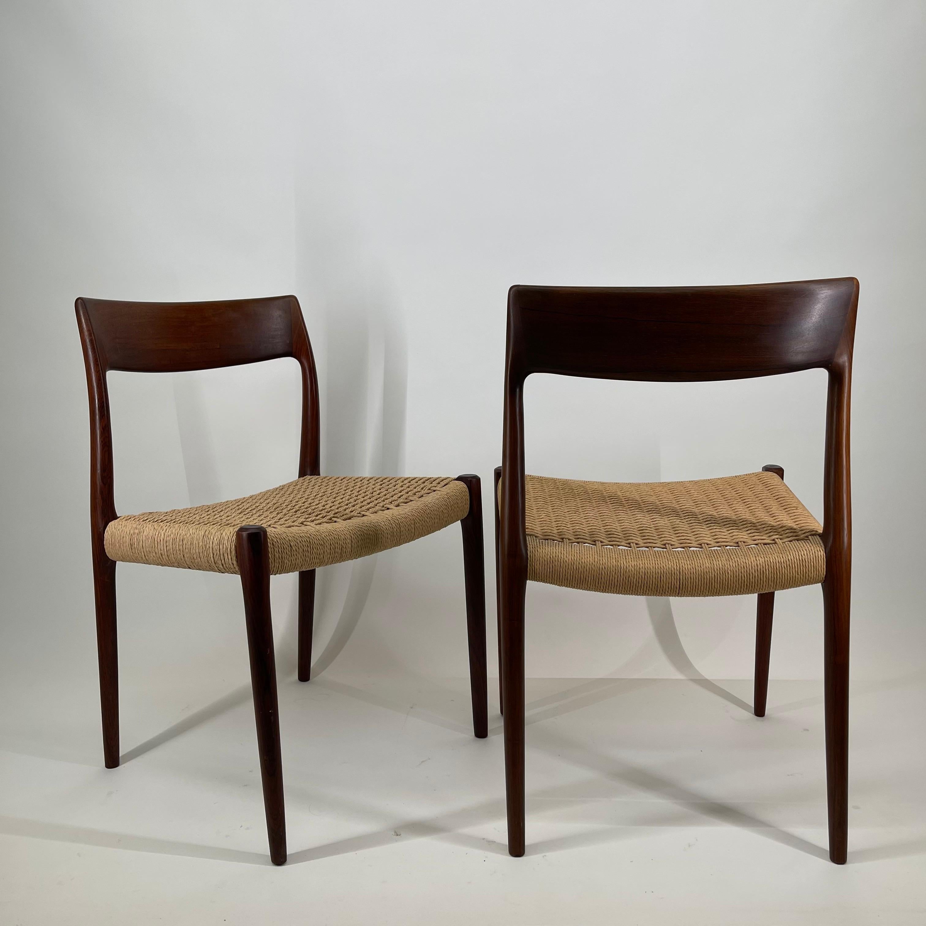 Mid-Century Modern Niels Otto Møller Model 77 Dining Chairs, Denmark 1960s For Sale 6