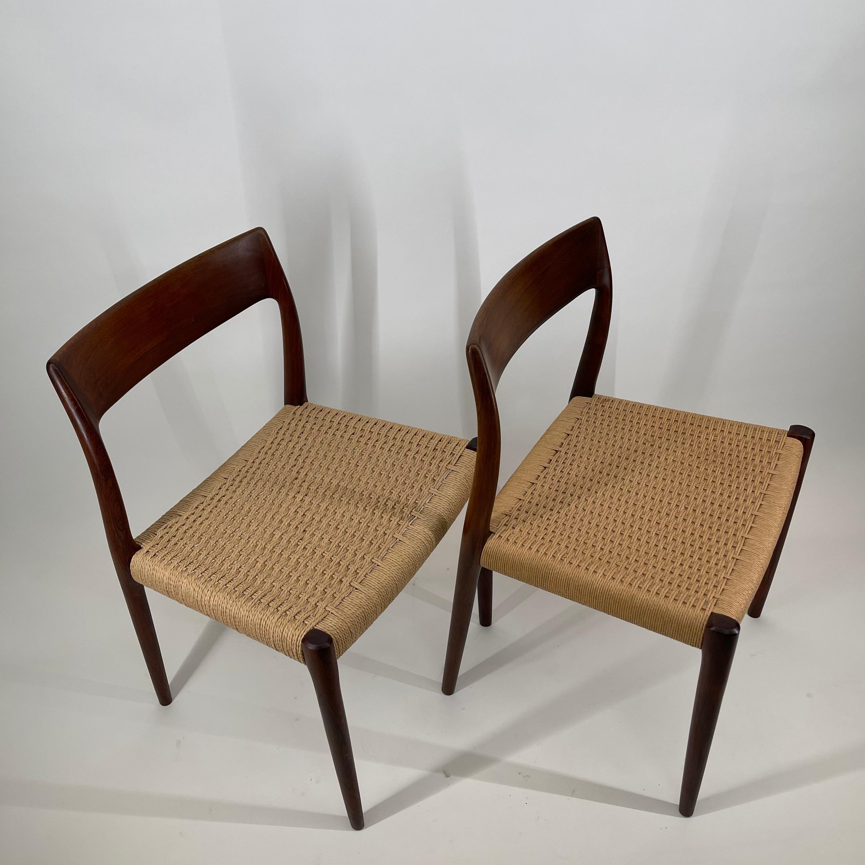 Mid-Century Modern Niels Otto Møller Model 77 Dining Chairs, Denmark 1960s For Sale 8