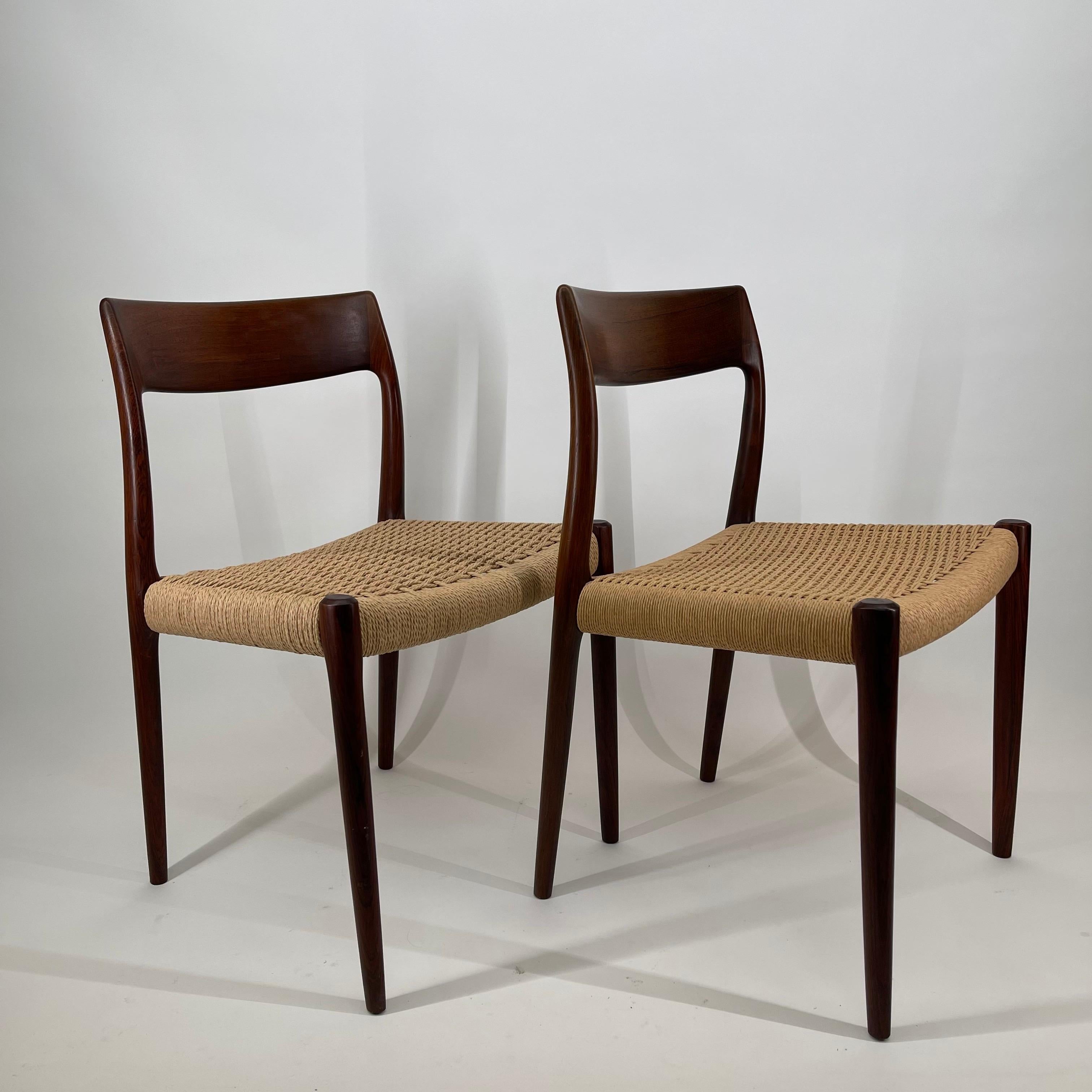Mid-Century Modern Niels Otto Møller Model 77 Dining Chairs, Denmark 1960s For Sale 10