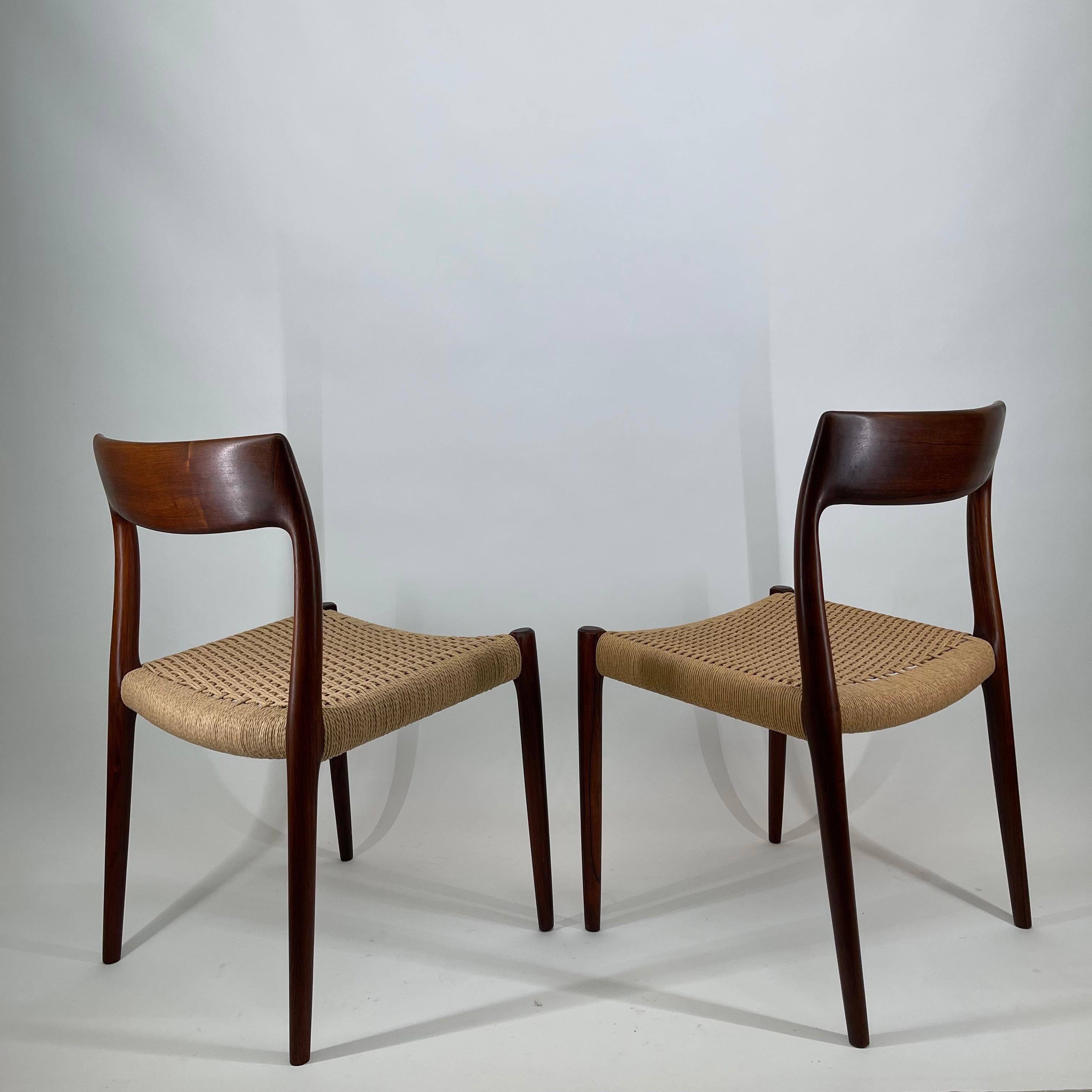 Danish Mid-Century Modern Niels Otto Møller Model 77 Dining Chairs, Denmark 1960s For Sale