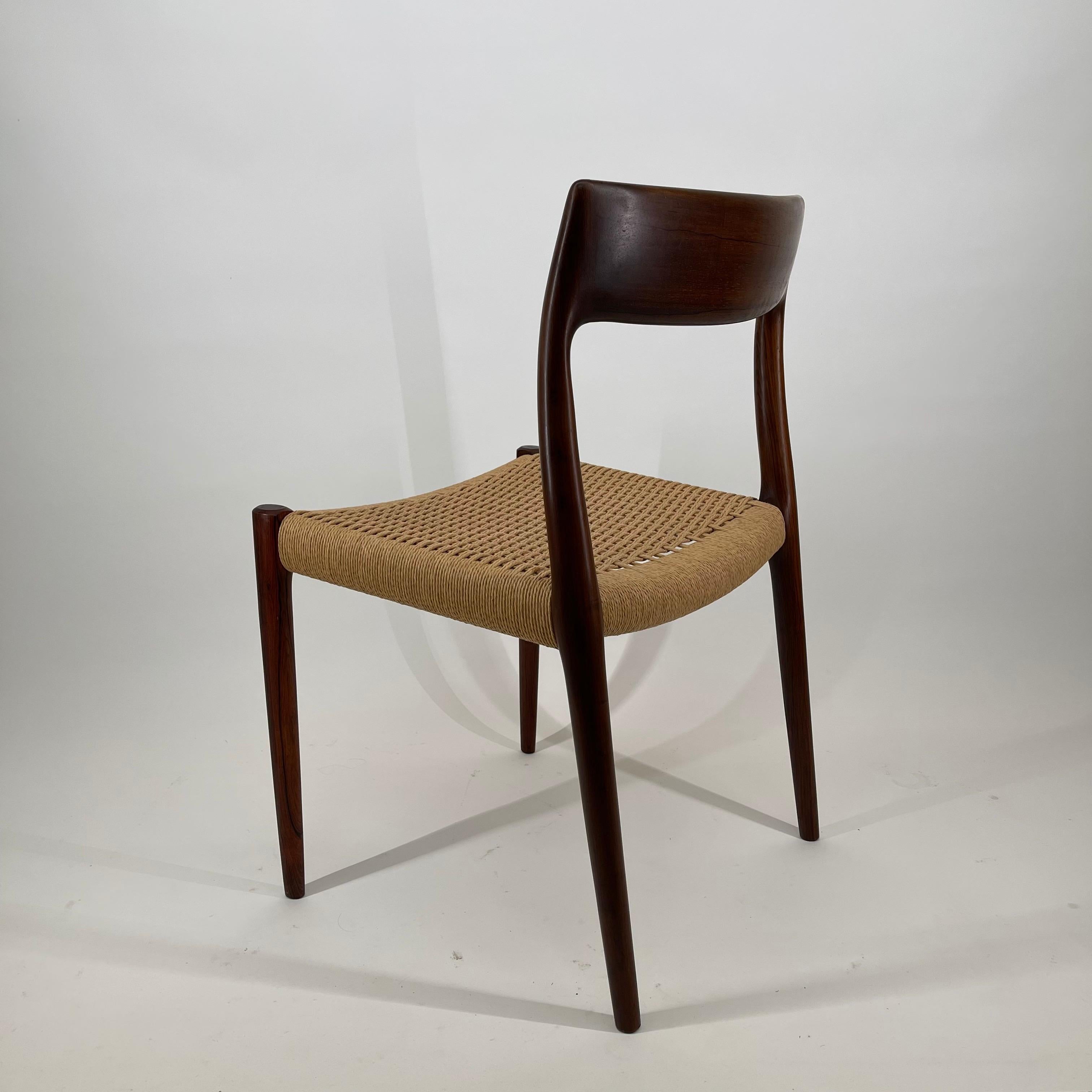 Mid-Century Modern Niels Otto Møller Model 77 Dining Chairs, Denmark 1960s For Sale 2