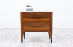 Mid-Century Modern Nightstand with Travertine Top by American of Martinsville