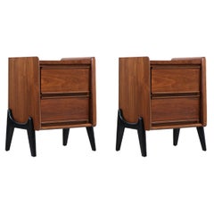 Mid-Century Modern Night Stands with Sculpted Bases