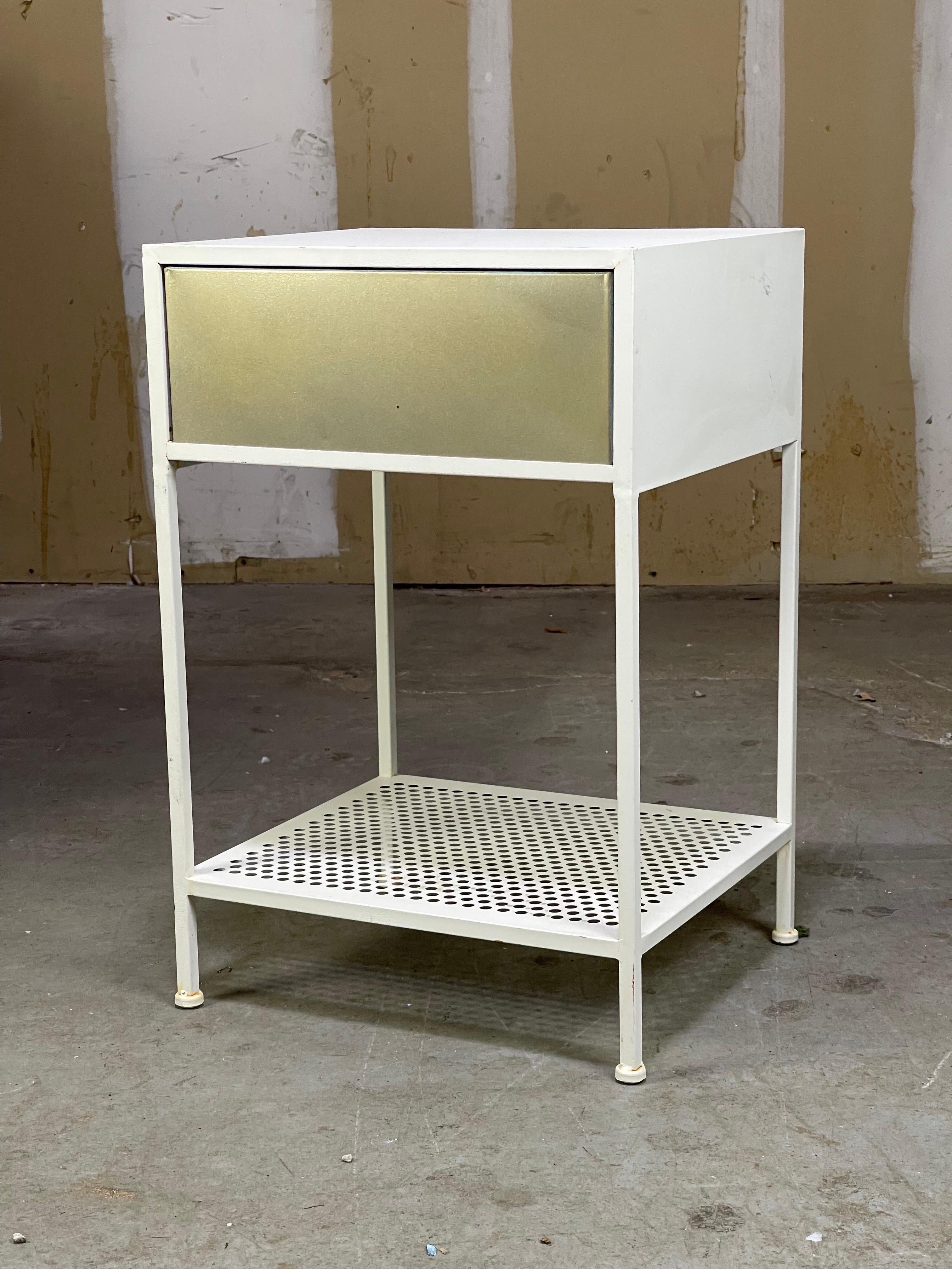 Mid Century Modern Nightstand Side Table in Painted Metal Industrial Cabinet  4