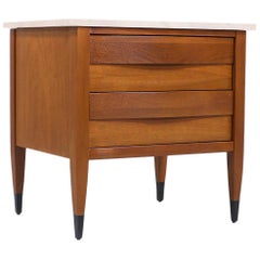 Mid-Century Modern Nightstand with Travertine Top by American of Martinsville
