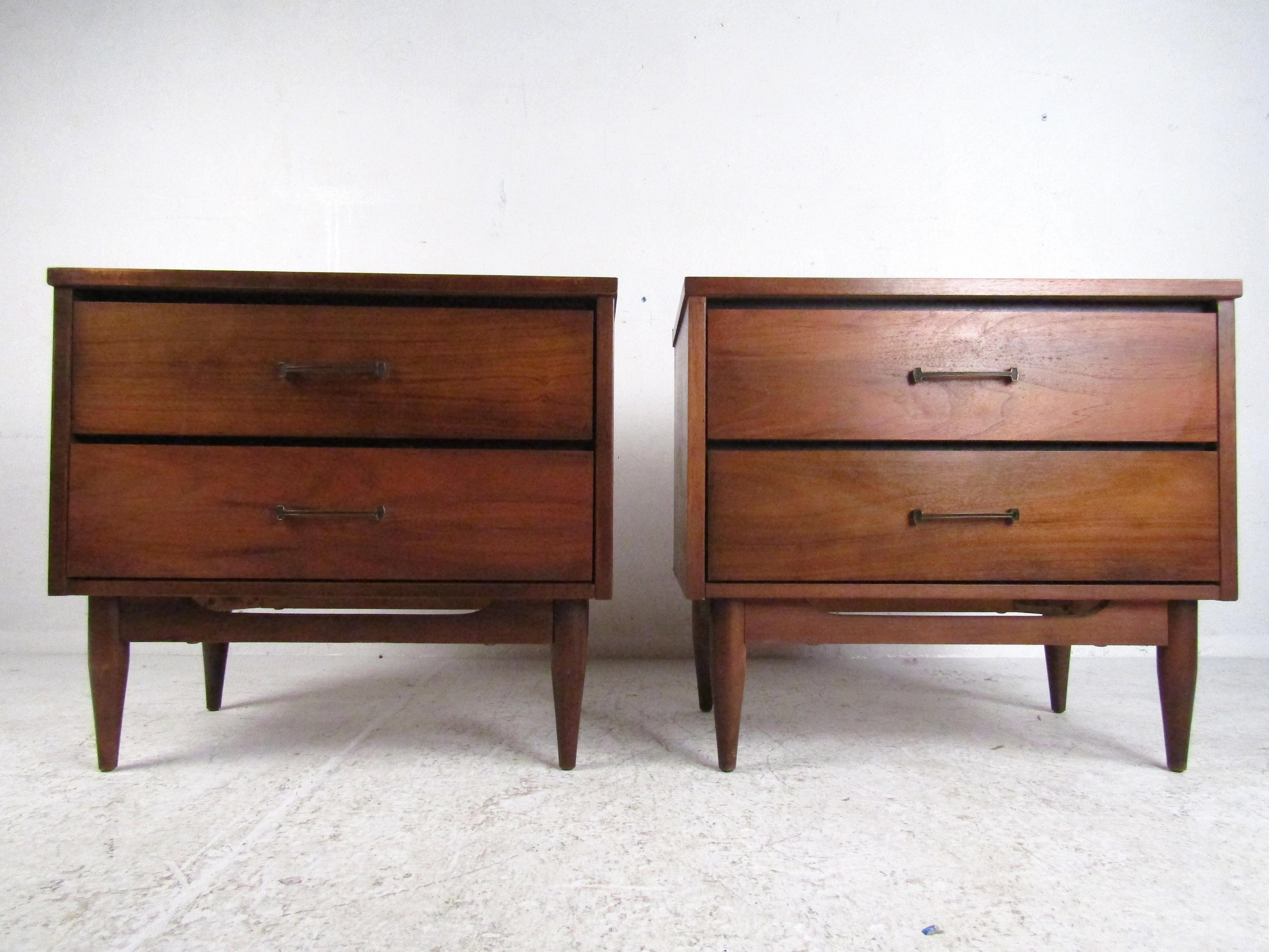 Veneer Mid-Century Modern Nightstands, a Pair