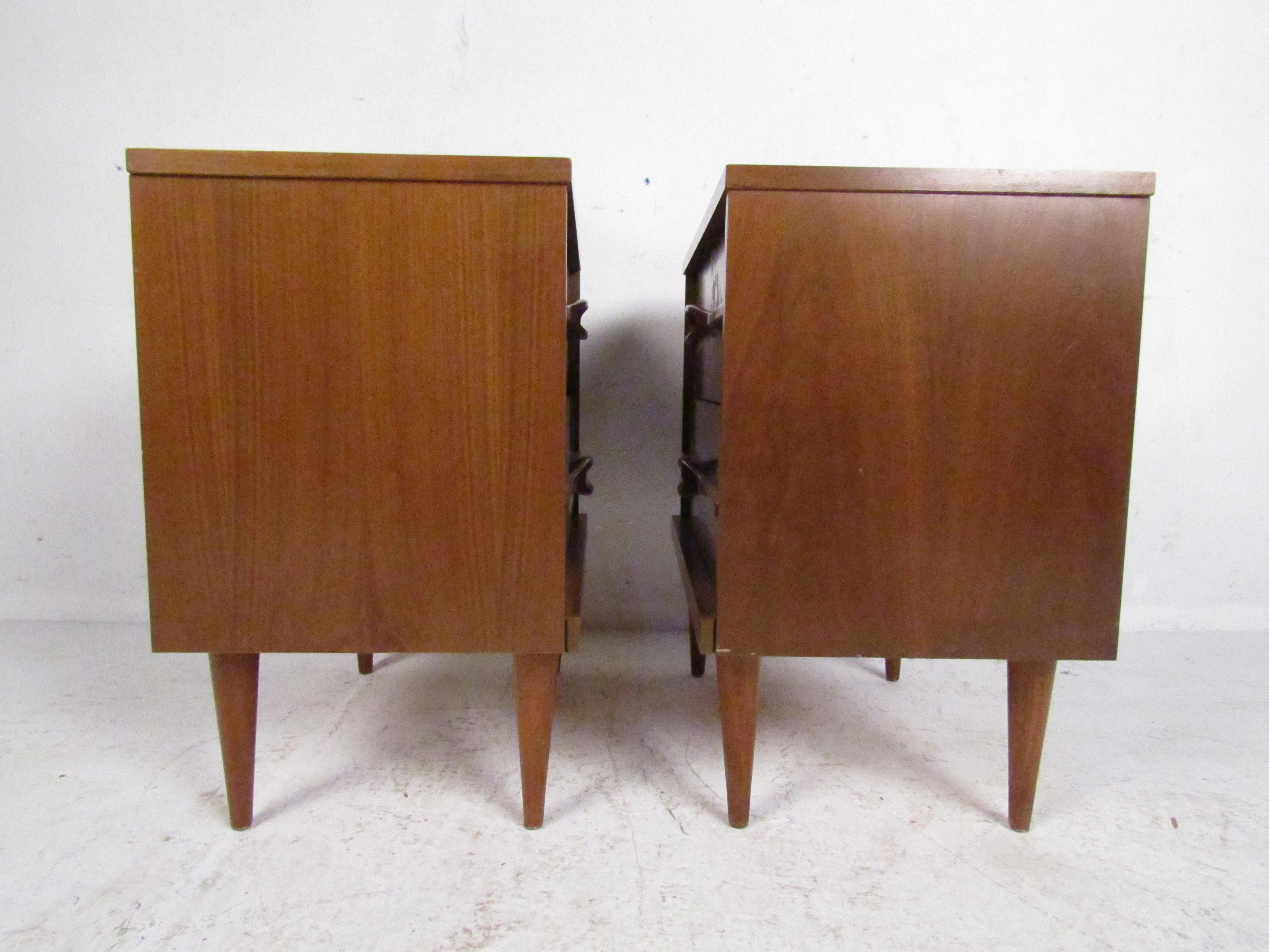 20th Century Mid-Century Modern Nightstands, a Pair