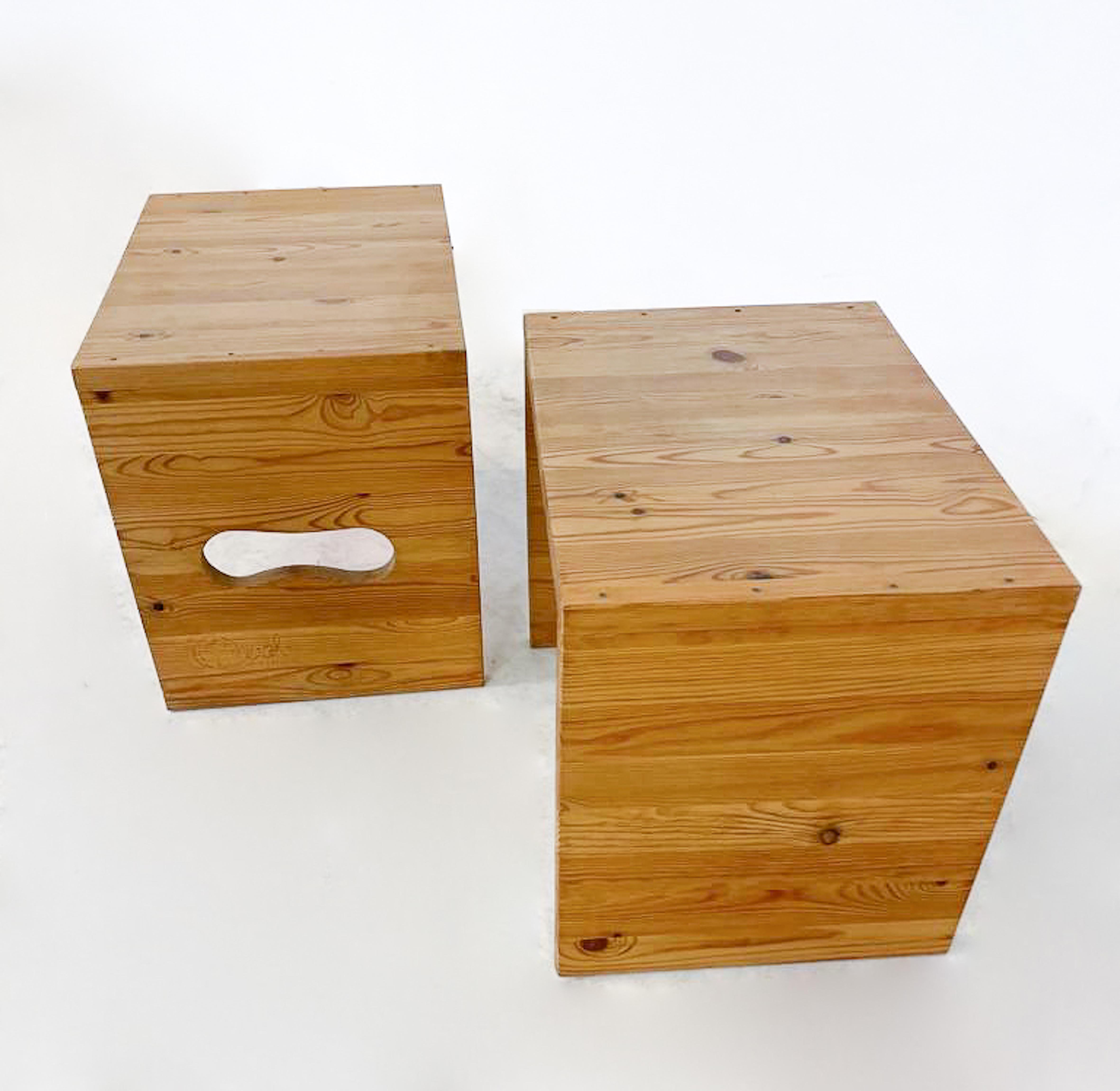 Wood Mid-Century Modern Nightstands by Mario Ceroli for Poltrona, 1970s