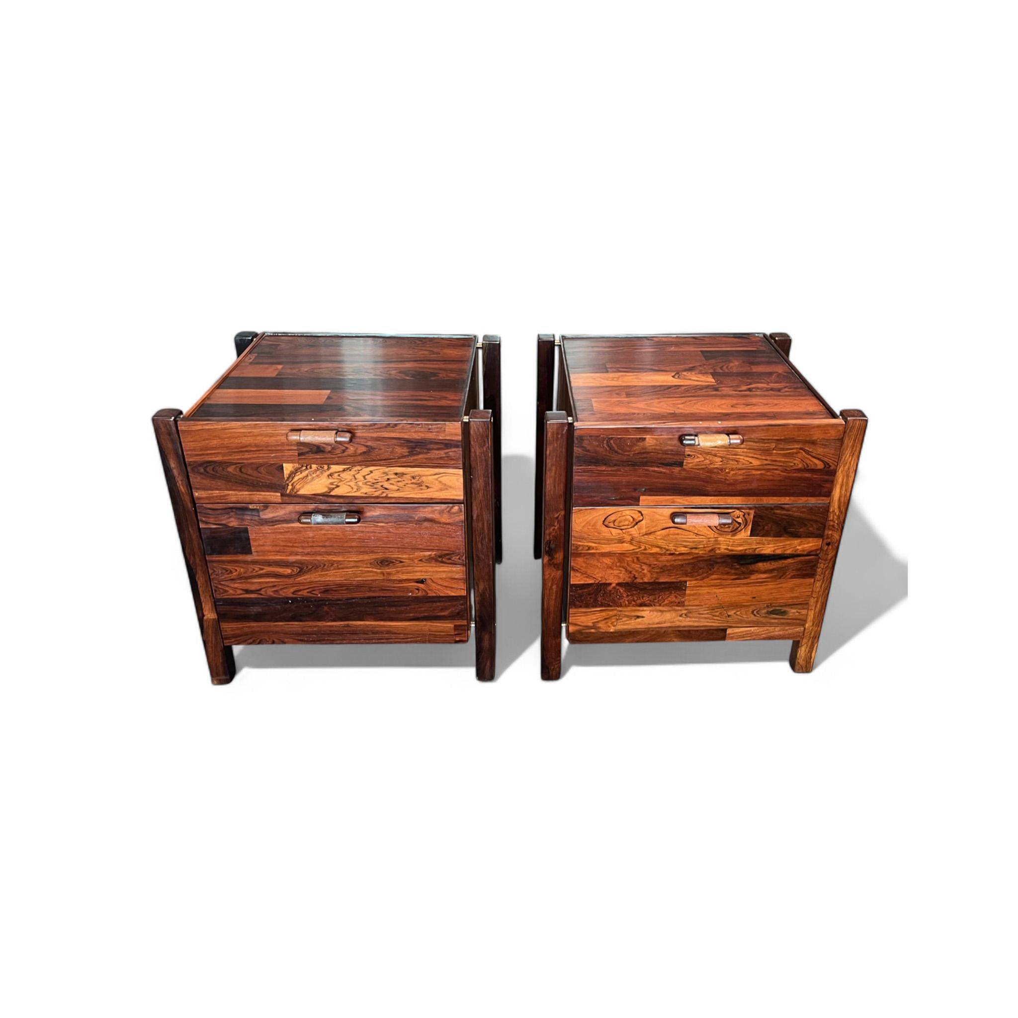 Mid-Century Modern Mid Century Modern Nightstands File Cabinet pair Hardwood Jorge Zalszupin 1960 For Sale
