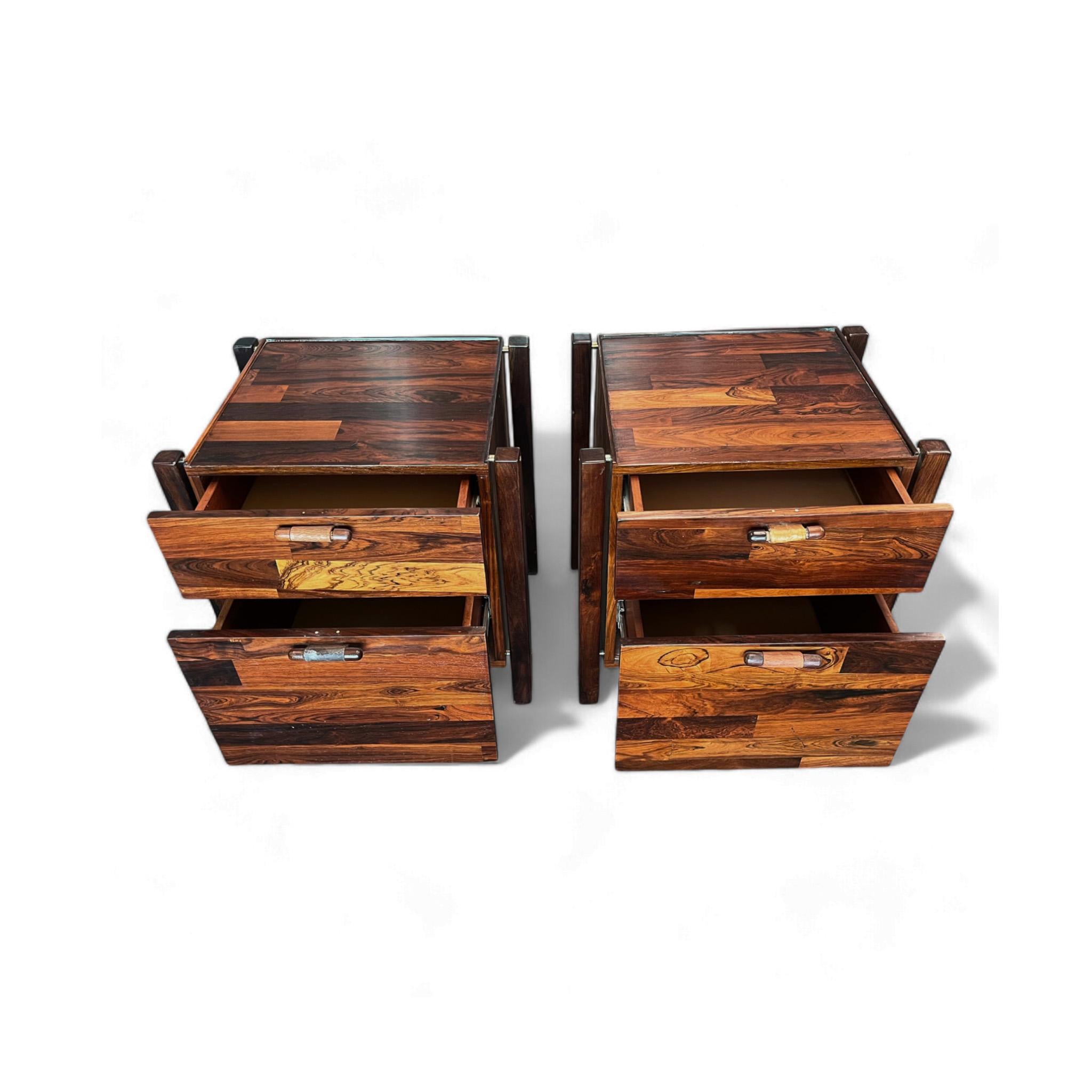 Brazilian Mid Century Modern Nightstands File Cabinet pair Hardwood Jorge Zalszupin 1960 For Sale