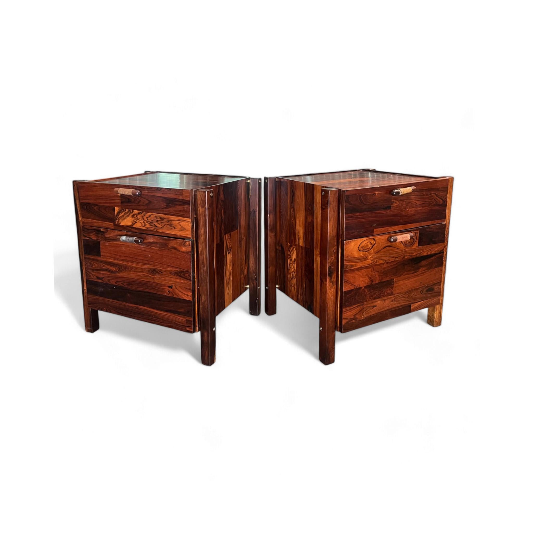 Woodwork Mid Century Modern Nightstands File Cabinet pair Hardwood Jorge Zalszupin 1960 For Sale