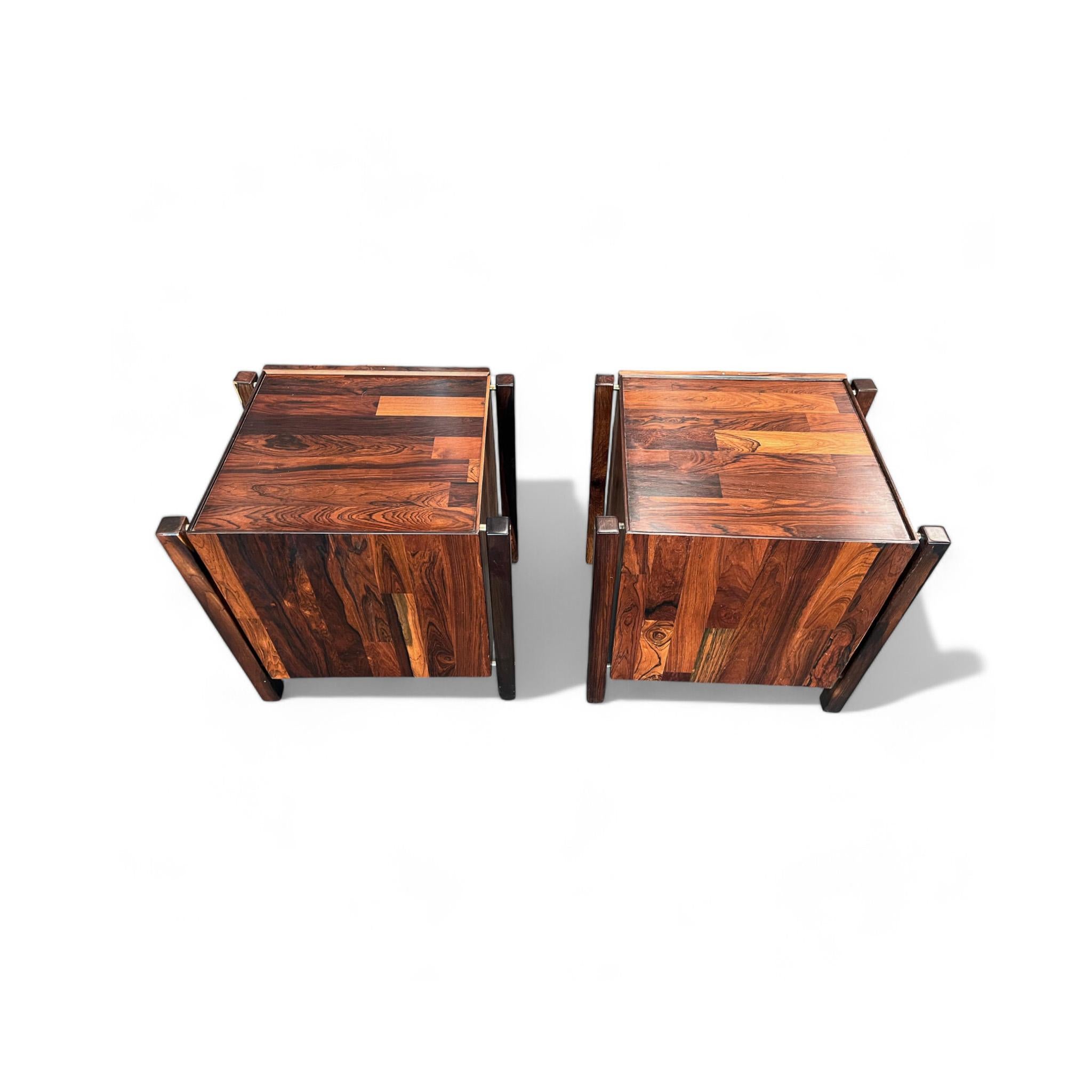 20th Century Mid Century Modern Nightstands File Cabinet pair Hardwood Jorge Zalszupin 1960 For Sale