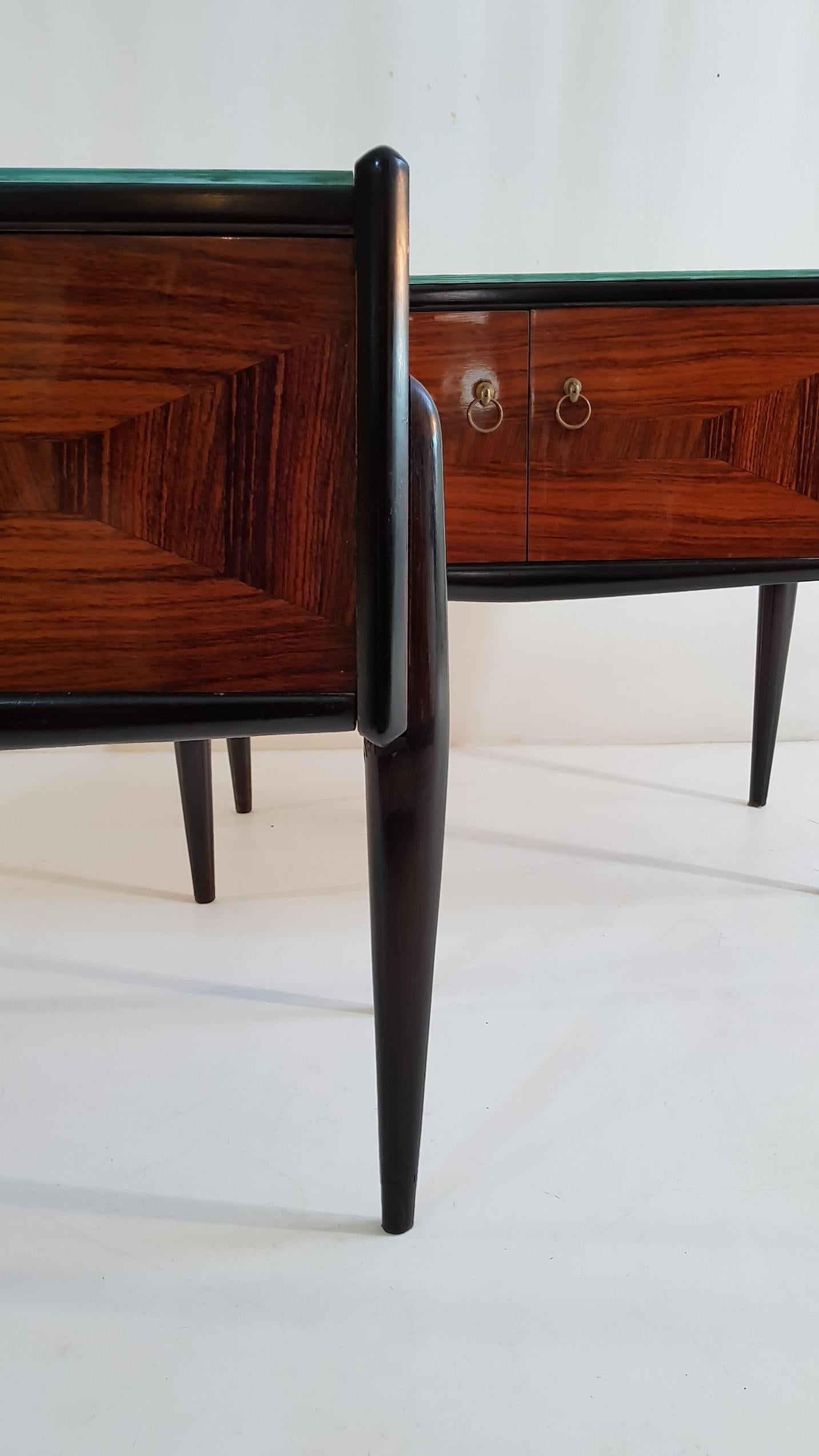 Brass Mid-Century Modern Nightstands in Jacaranda, Italy