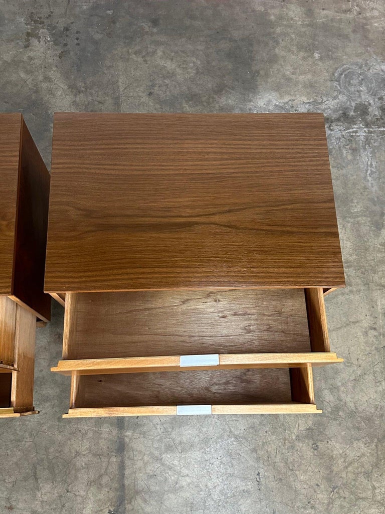 MidCentury Modern Nightstands with Aluminum Hardware For Sale at 1stDibs