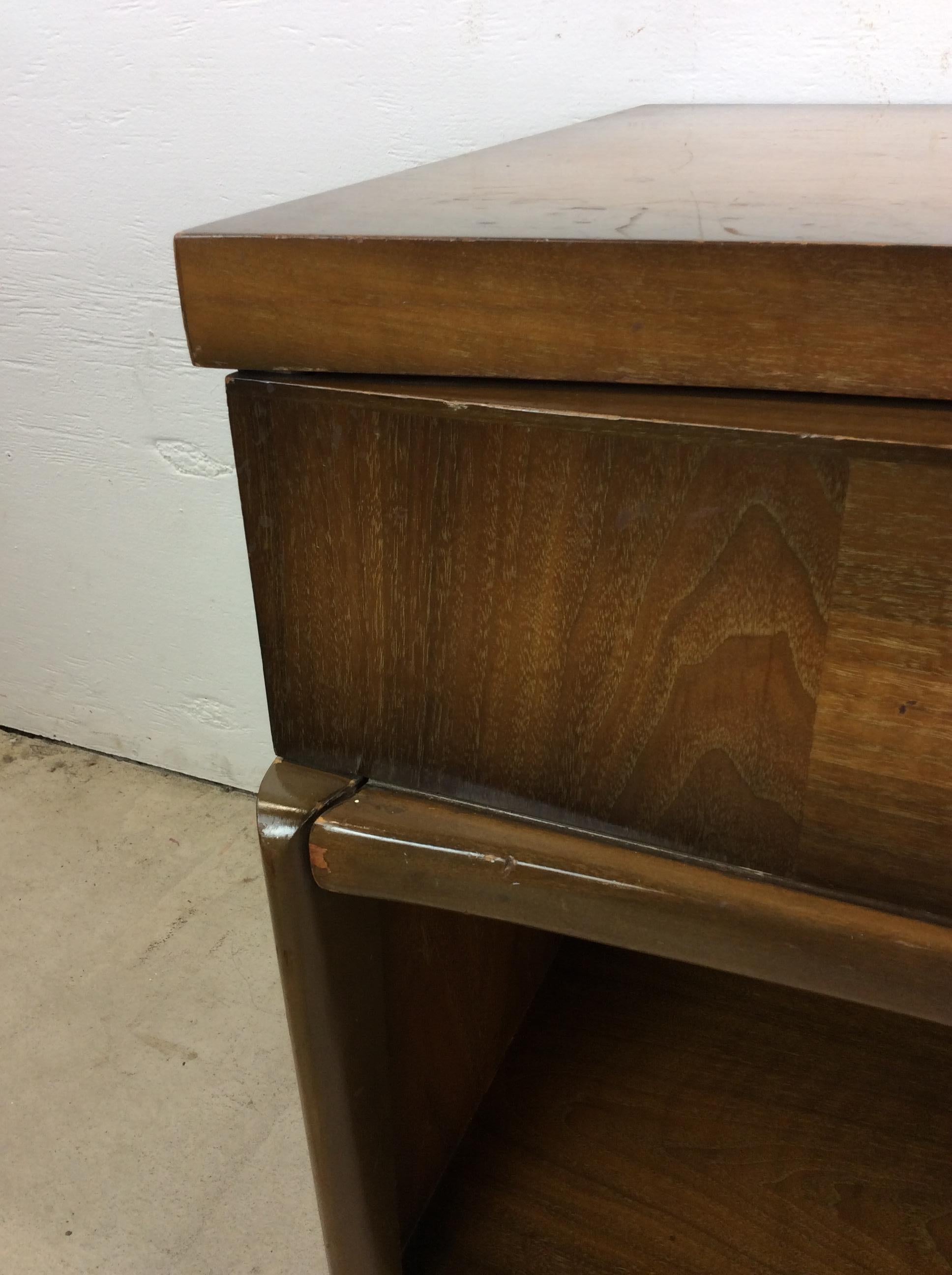 Mid Century Modern Nightstands with One Drawer & Sled Legs - A Pair For Sale 1