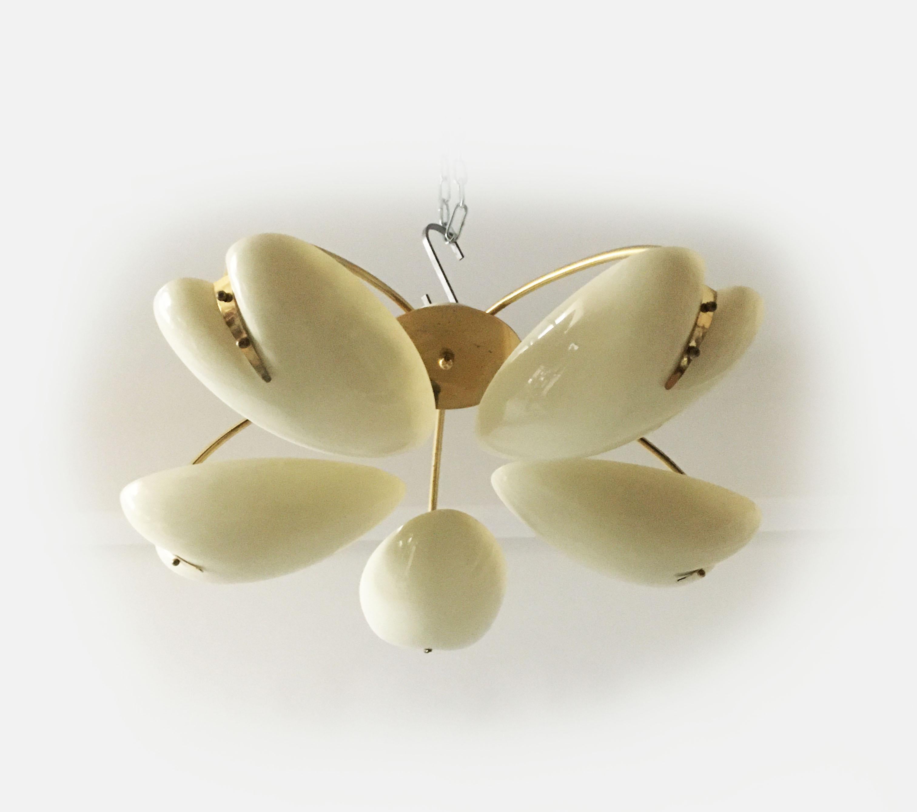 Austrian Mid-Century Modern Nikoll Brass Lucite Chandelier, Austria, 1950s