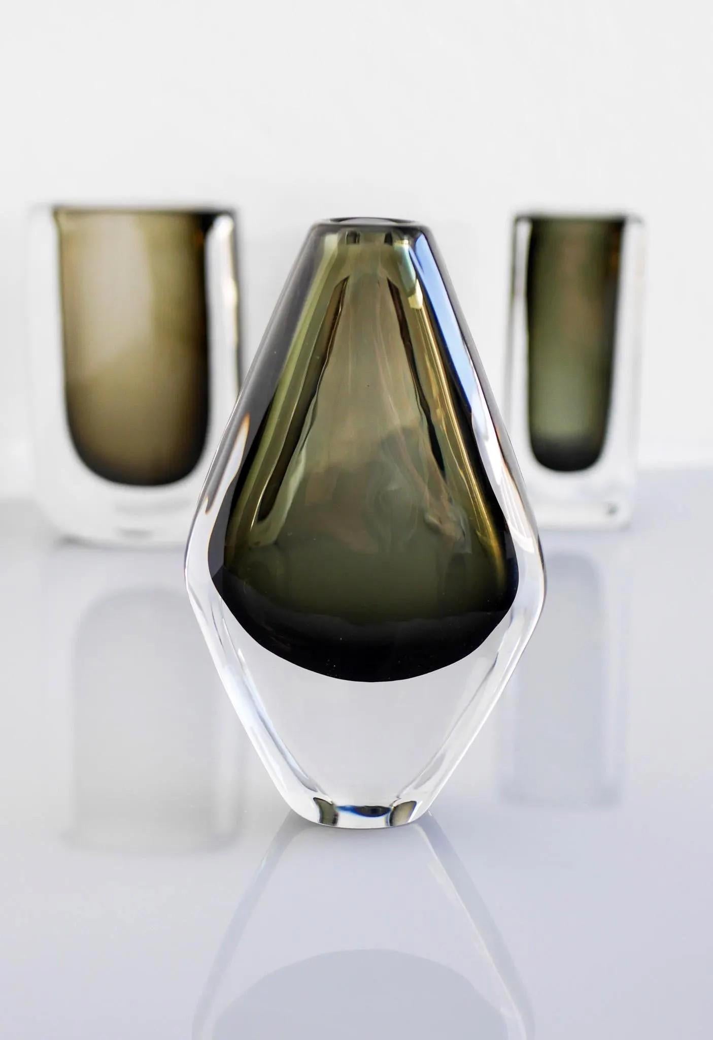Vaso in vetro di metà secolo moderno di Nils Landberg, 