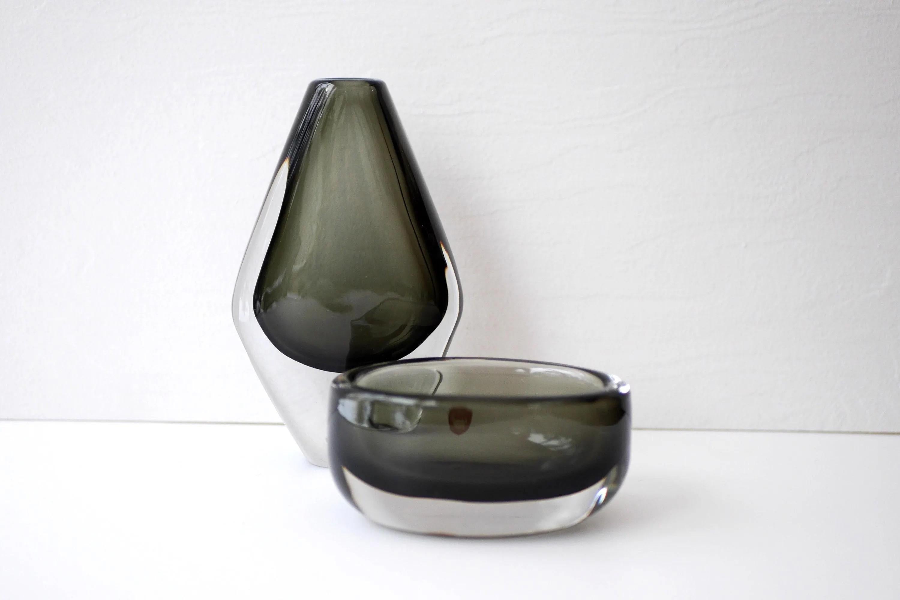 Vetro Vaso in vetro di metà secolo moderno di Nils Landberg, 
