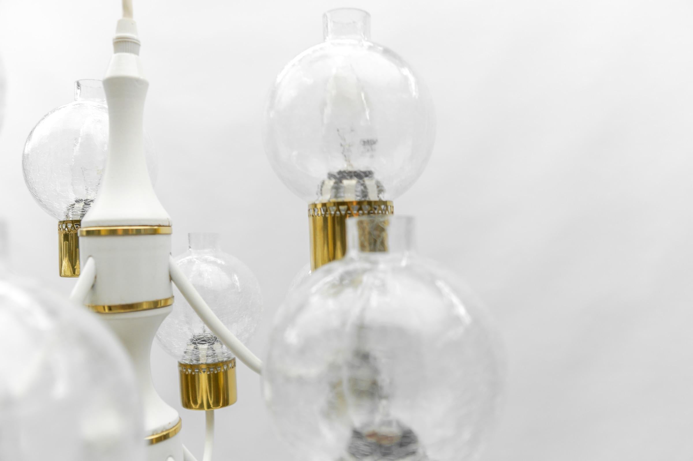 Mid-Century Modern Nine-Armed Pendant Lamp or Chandelier by Kaiser 1950s For Sale 4
