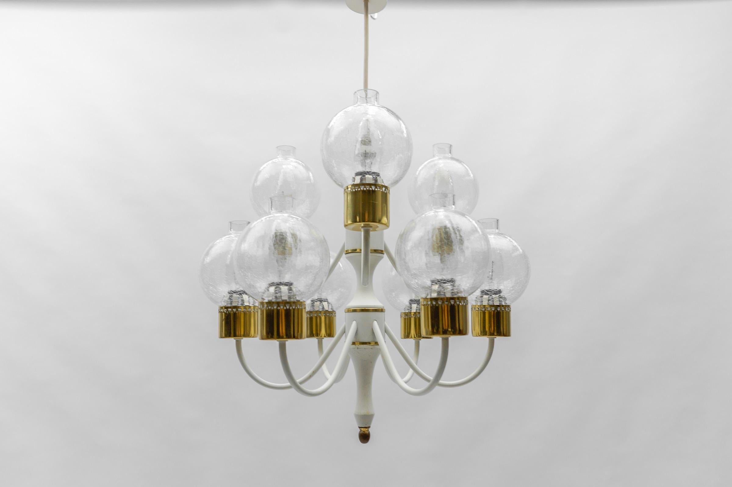Mid-20th Century Mid-Century Modern Nine-Armed Pendant Lamp or Chandelier by Kaiser 1950s For Sale